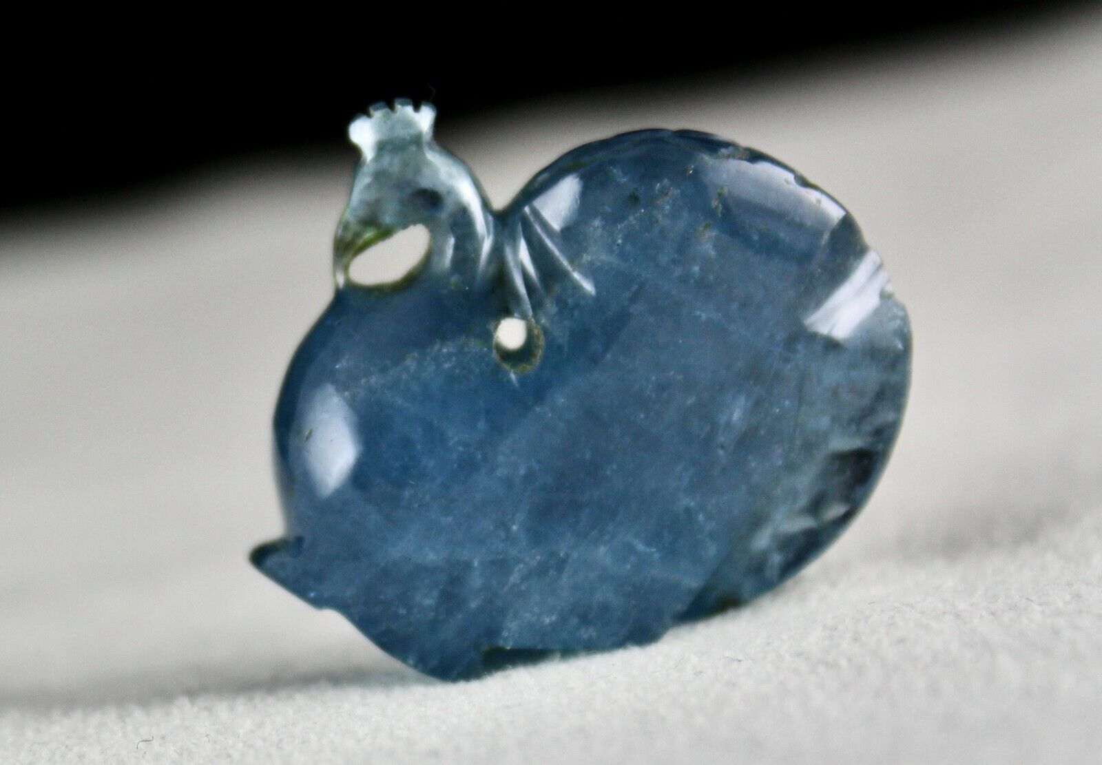 Antique Natural Blue Aquamarine Carved Peacock 74.66 Ct Rare Gemstone Pendant