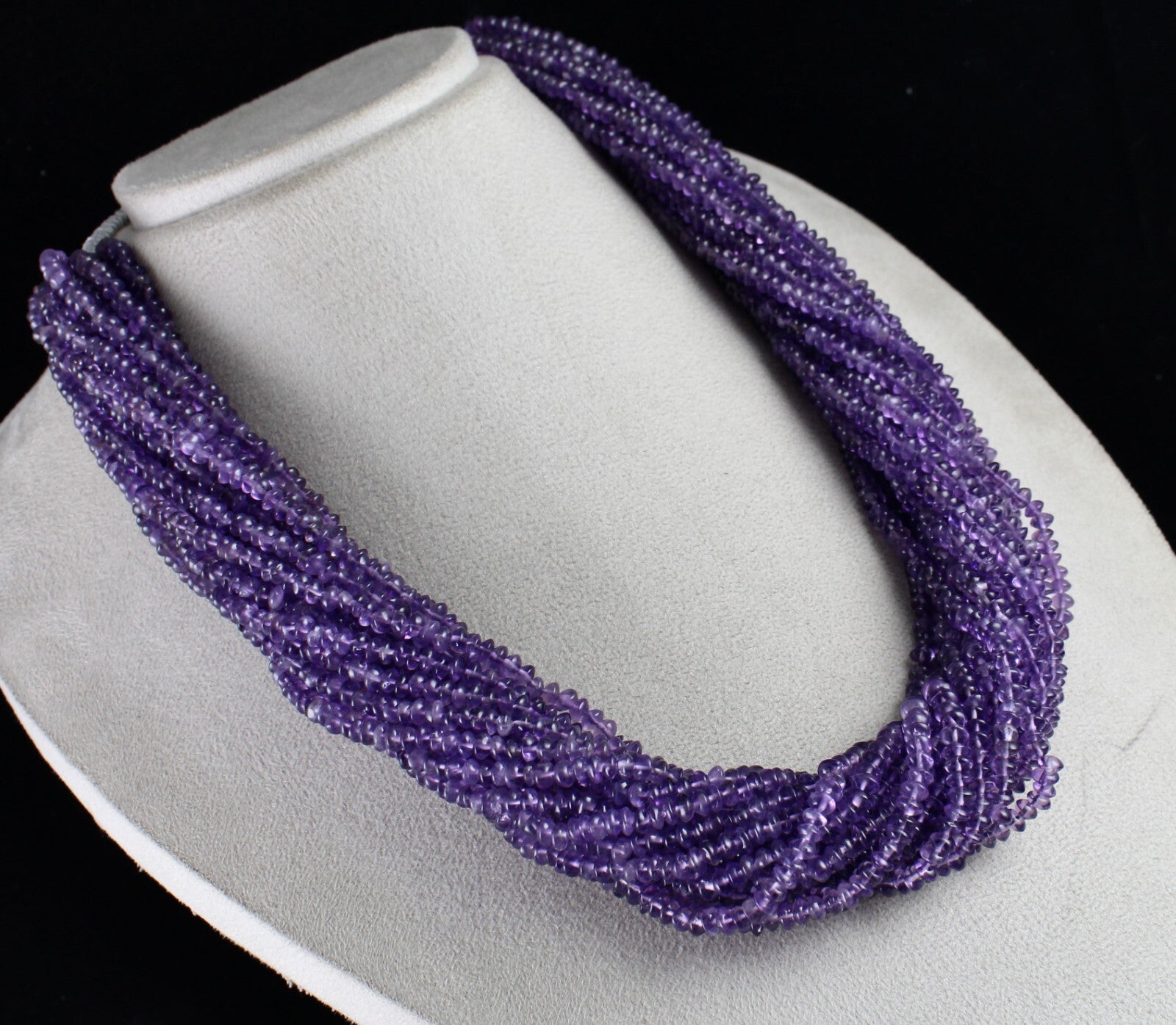 Natural Brazilian Amethyst Button Beads Necklace 1452 Ct Sterling Silver 18 Line