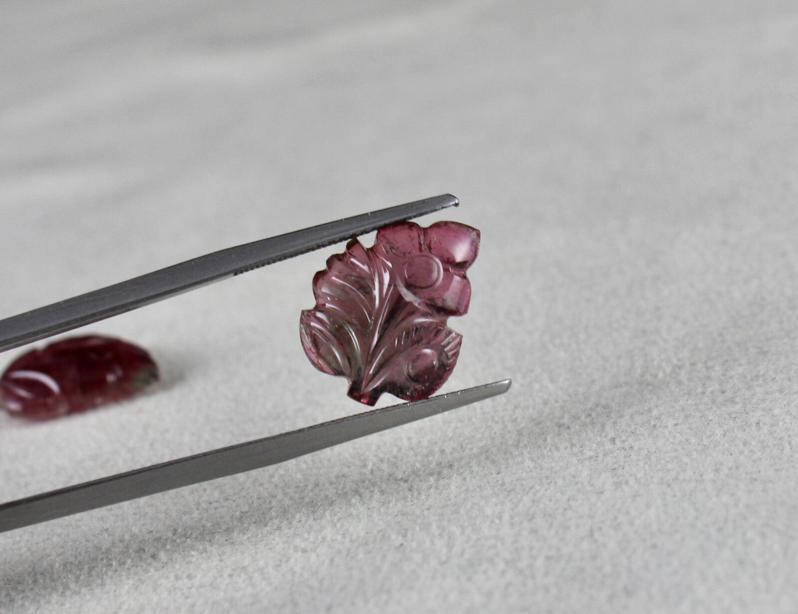 Natural Multi Pink Tourmaline 14.28ct Carved Gemstone Earring Pendant