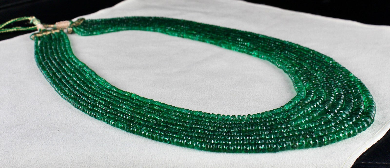 Natural Zambian Emerald Necklace 599 Ct Faceted Round Beads Certified Jewelry