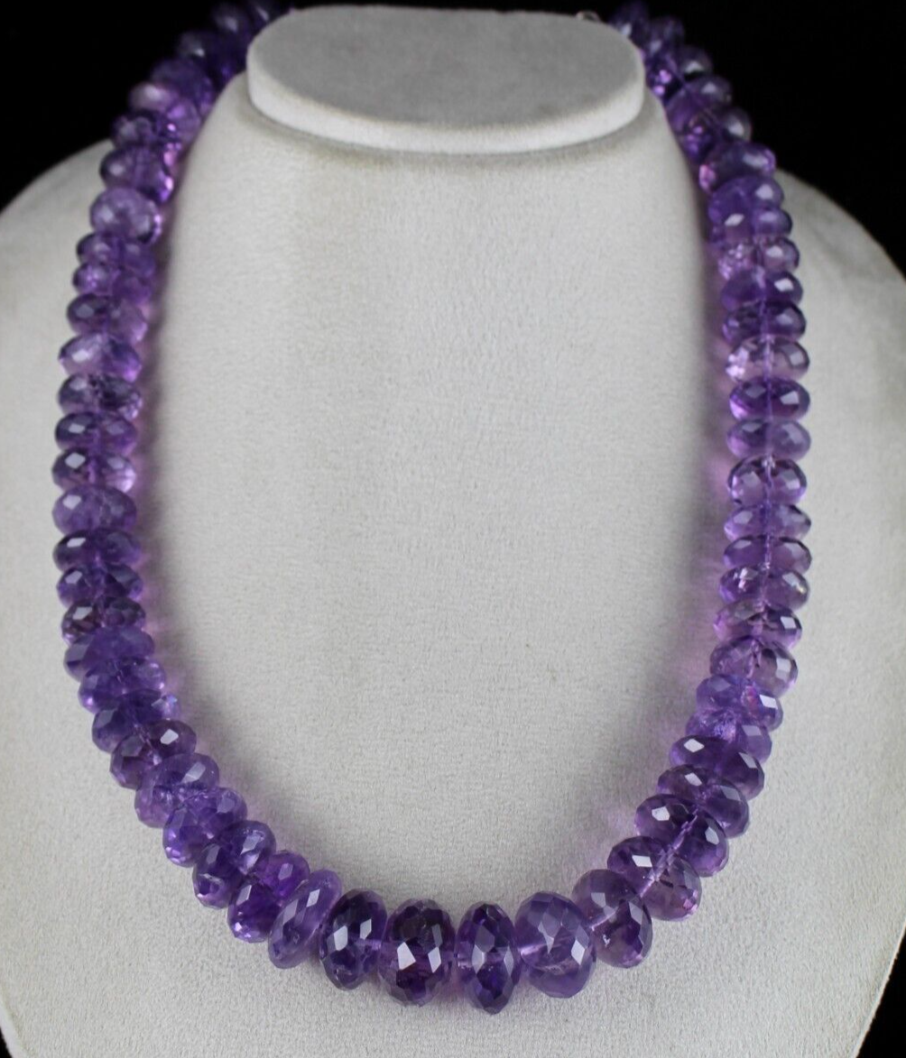 Certified Big Natural Brazilian Amethyst 1324 Ct Faceted Beads Necklace