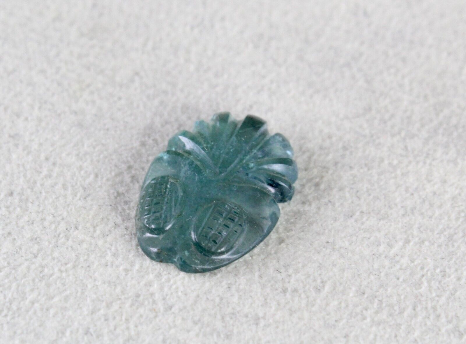 NATURAL BLUE AQUAMARINE CARVED PINEAPPLE 7.47 CT LOOSE GEMSTONE FOR PENDANT RING