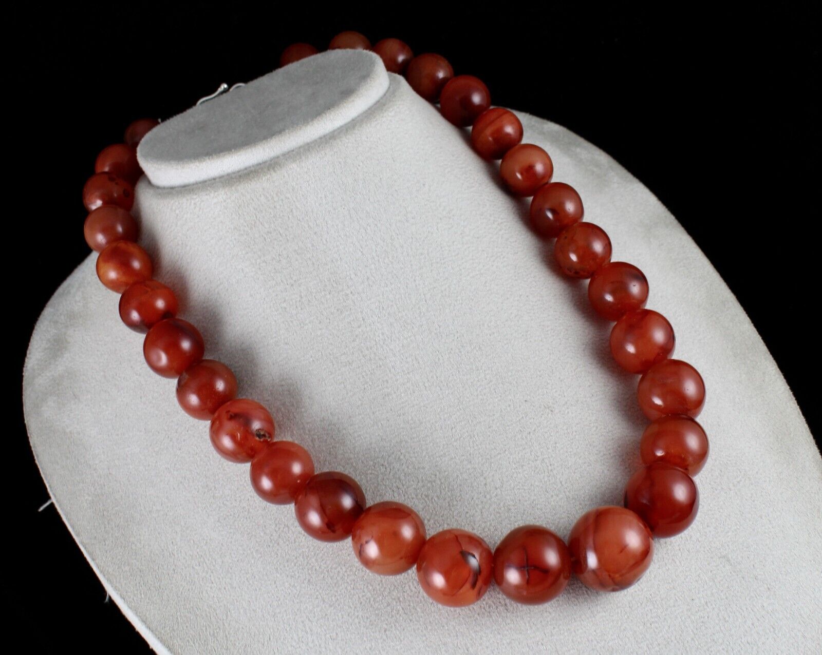 NATURAL RED CARNELIAN BEADS ROUND 1 LINE 1282 CARATS GEMSTONE FASHION NECKLACE