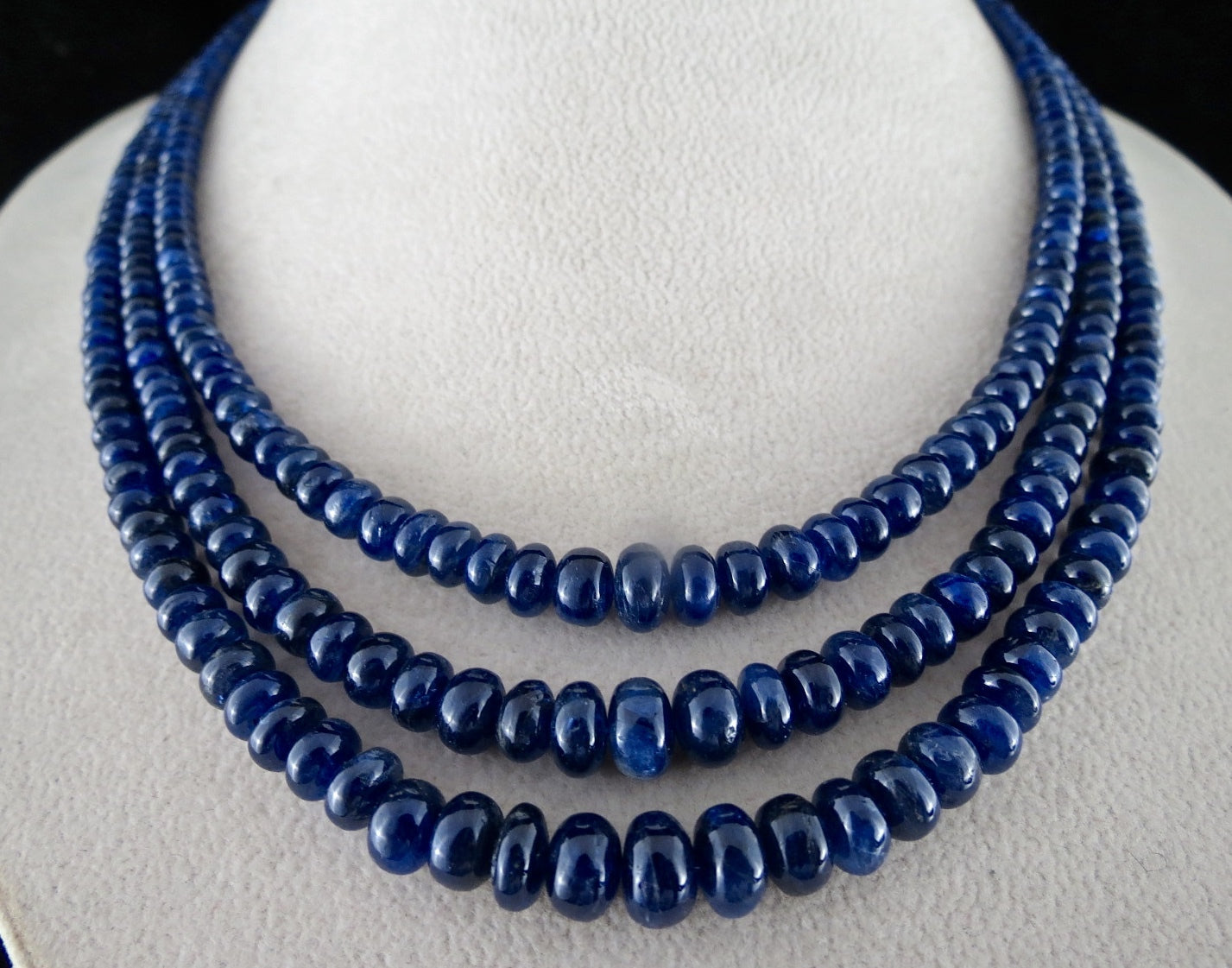Certified Natural Blue Sapphire Beads Necklace 461 Ct Vintage Gemstone Round