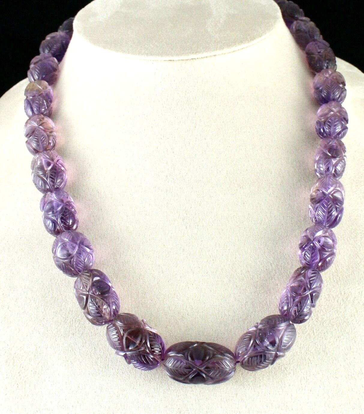 Certified Natural Amethyst 922 Ct Engraved Sterling Silver Antique Necklace