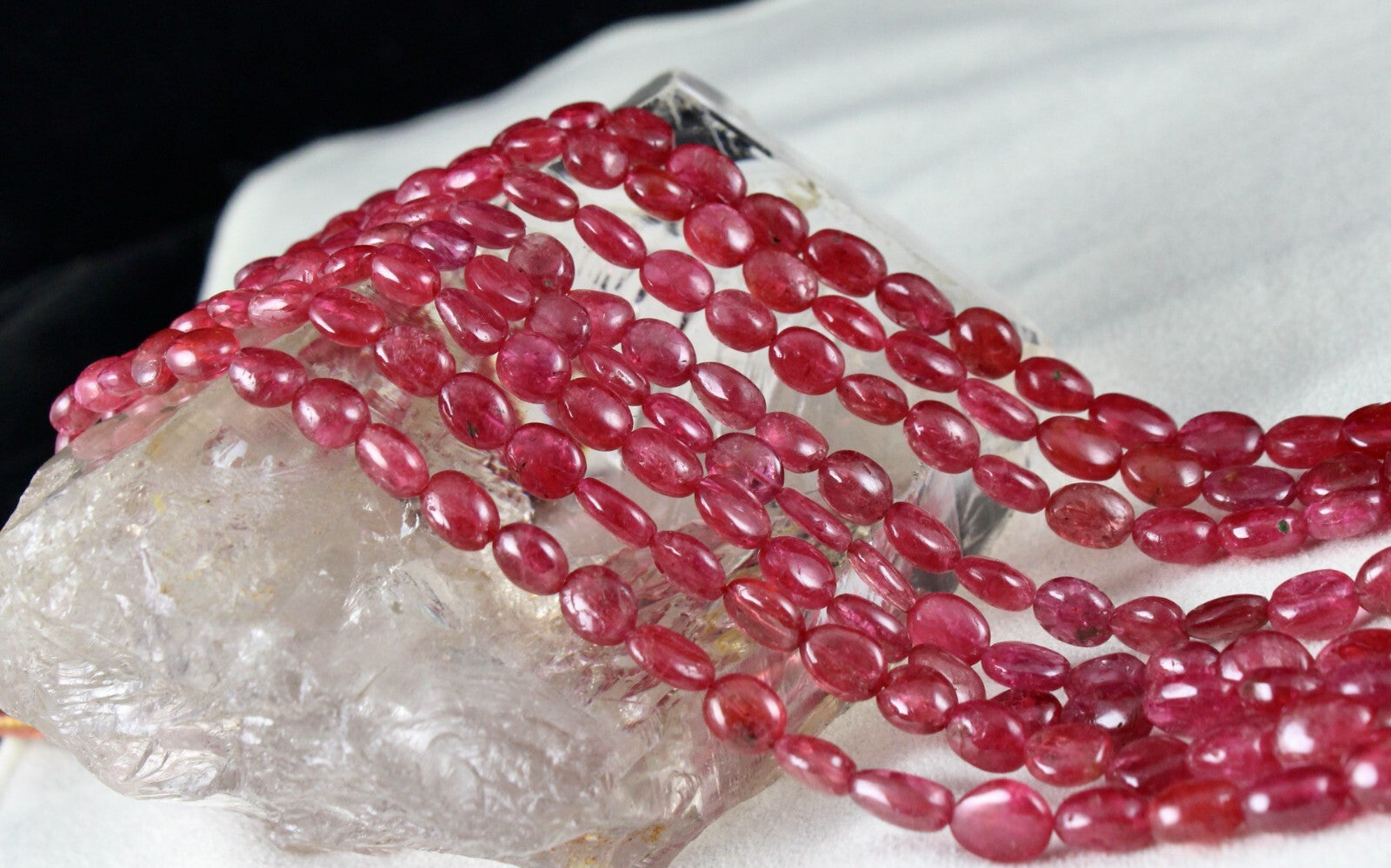 Certified Natural Red Spinel Beads Necklace 431 Ct Gemstone Cabochon For Women