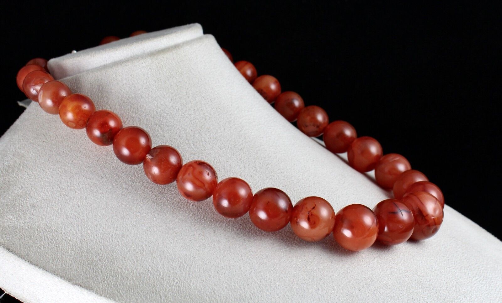 NATURAL RED CARNELIAN BEADS ROUND 1 LINE 1282 CARATS GEMSTONE FASHION NECKLACE