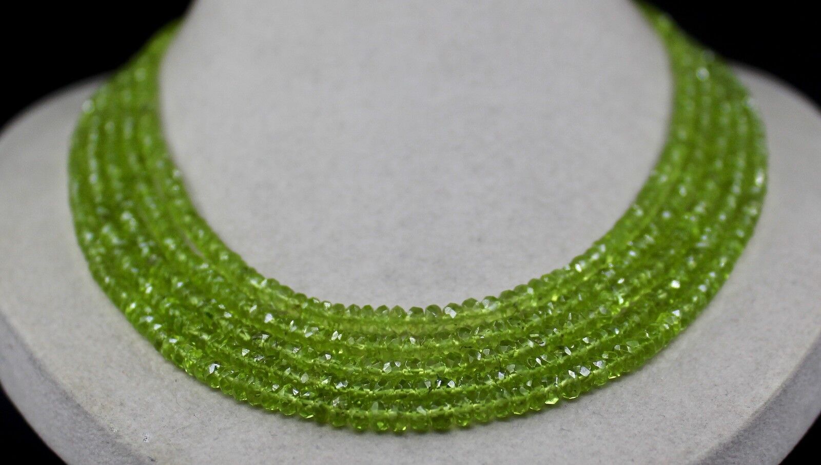 Natural Peridot Beads Faceted Round 5 L 389 Ct Green Gemstone Fashion Necklace