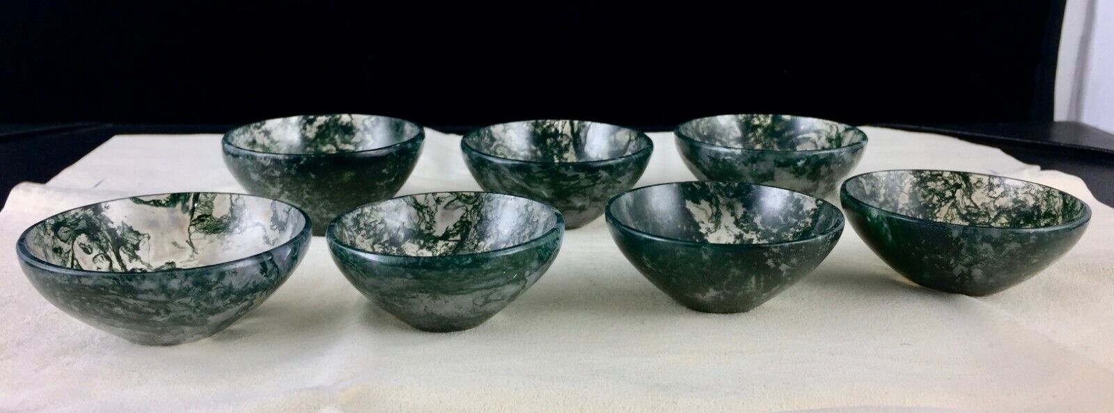 Natural MOS AGATE Bowl Carved Semi Precious 7 Pcs 861 Cts Gemstone Home Decor