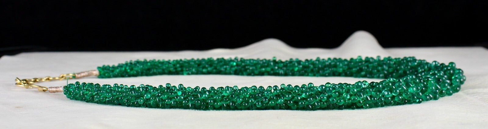 Certified Natural Zambia Emerald Teardrop 280 Ct Drilled Bead 18k Gold Necklace