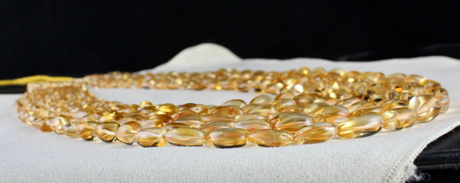 Certified Natural Yellow Citrine 1267 Ct Teardrop Beads Fashion Necklace