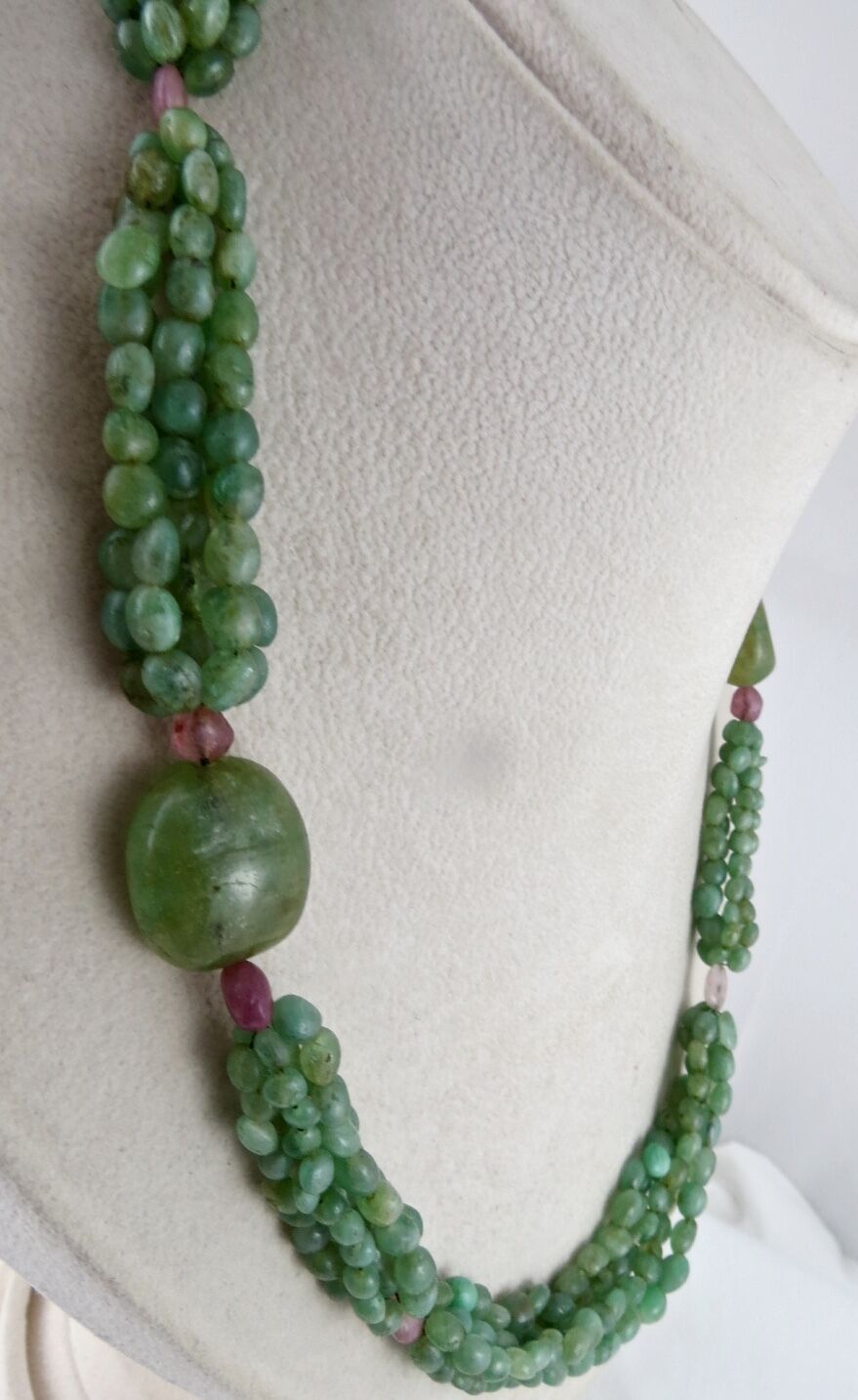 Antique Fine Natural Emerald Ruby Beaded 385 Ct Designer Party Gemstone Necklace