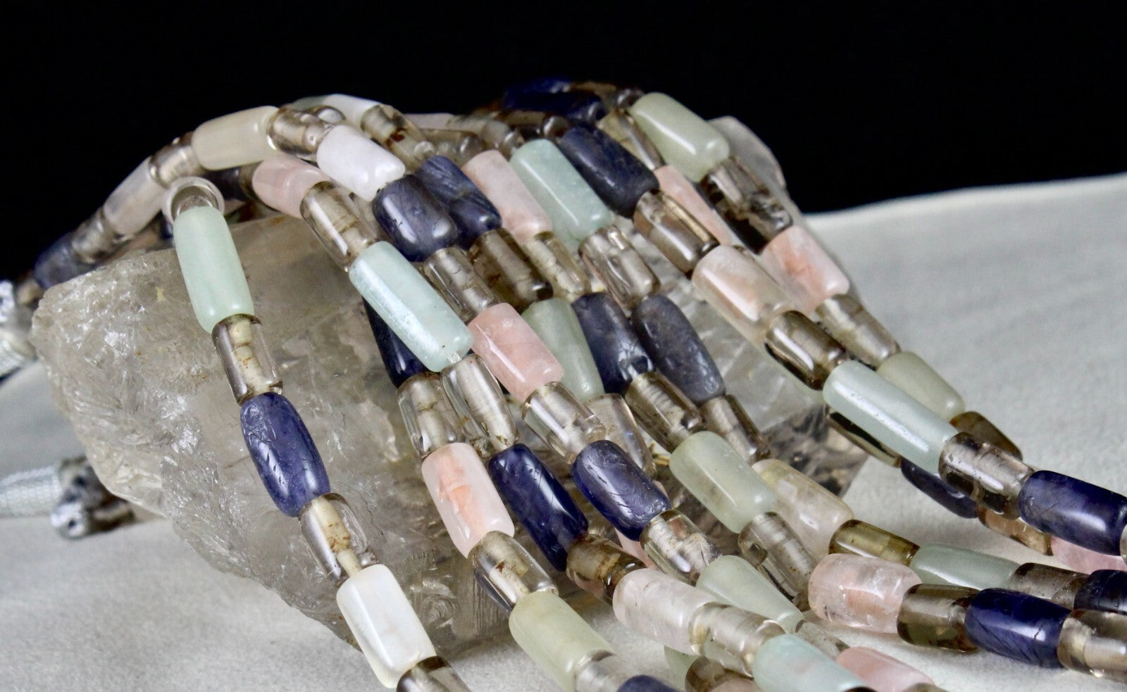 Multi Natural Semi Precious Tube Beads Gemstone Necklace 5 L 1189 Ct