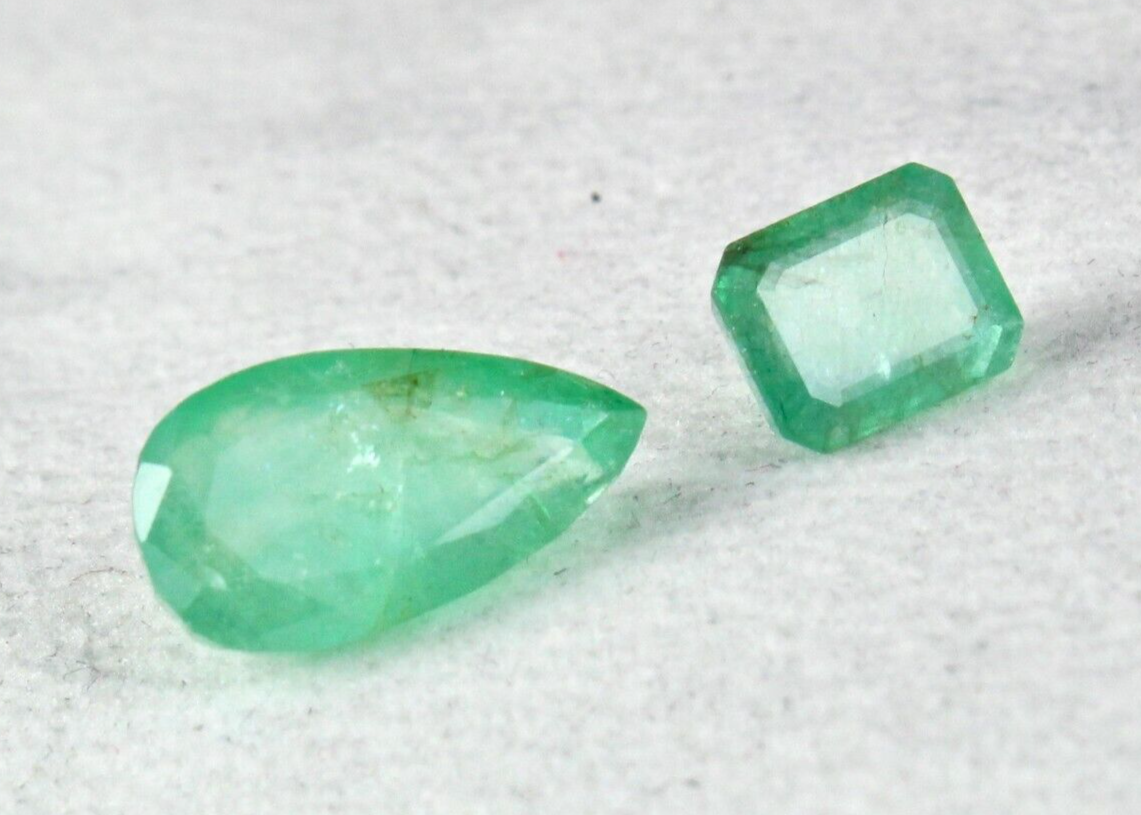 Natural Colombian Emerald Pear & Octagon Cut Loose Gemstones Pendant 12.65 Ct