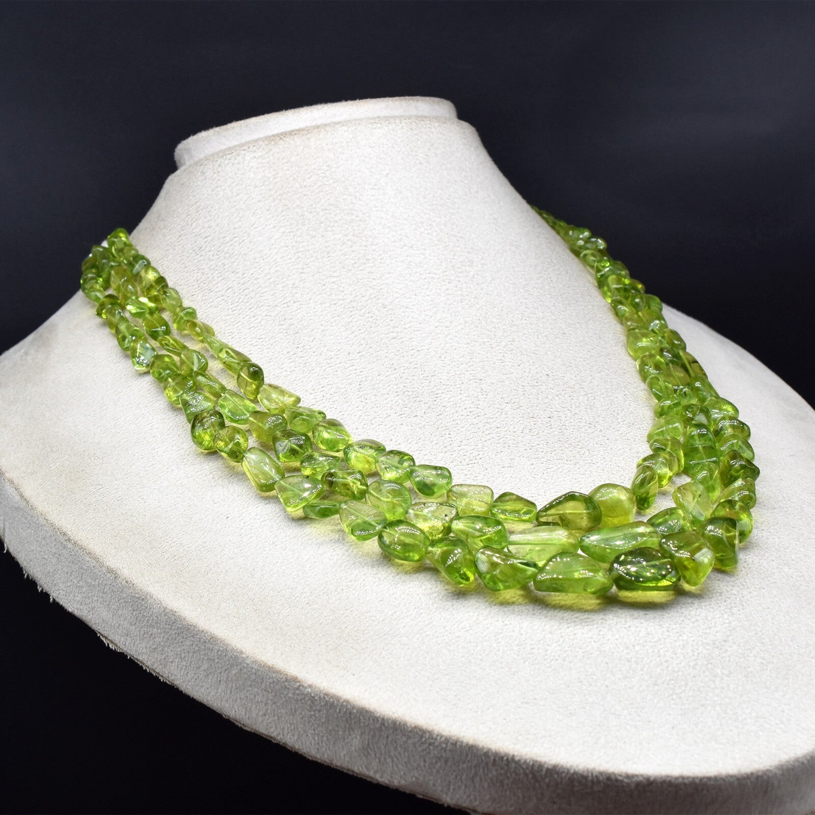 Certified Natural Peridot Necklace 663 Ct Tumble Beads Drilled Gift For Her