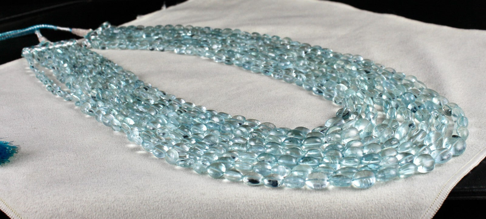 Certified Natural Aquamarine Beads Necklace 8l 965 Ct Blue Gemstone Important