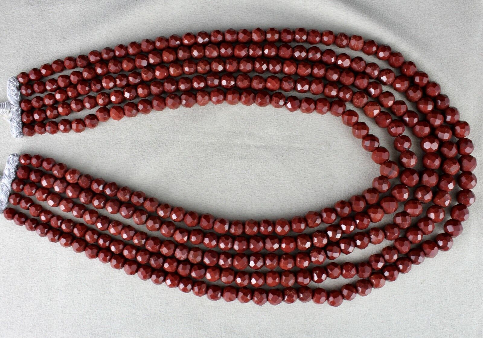 NATURAL RED JASPER BEADS ROUND 5 LINE 1478 CARATS SEMIPRECIOUS GEMSTONE NECKLACE