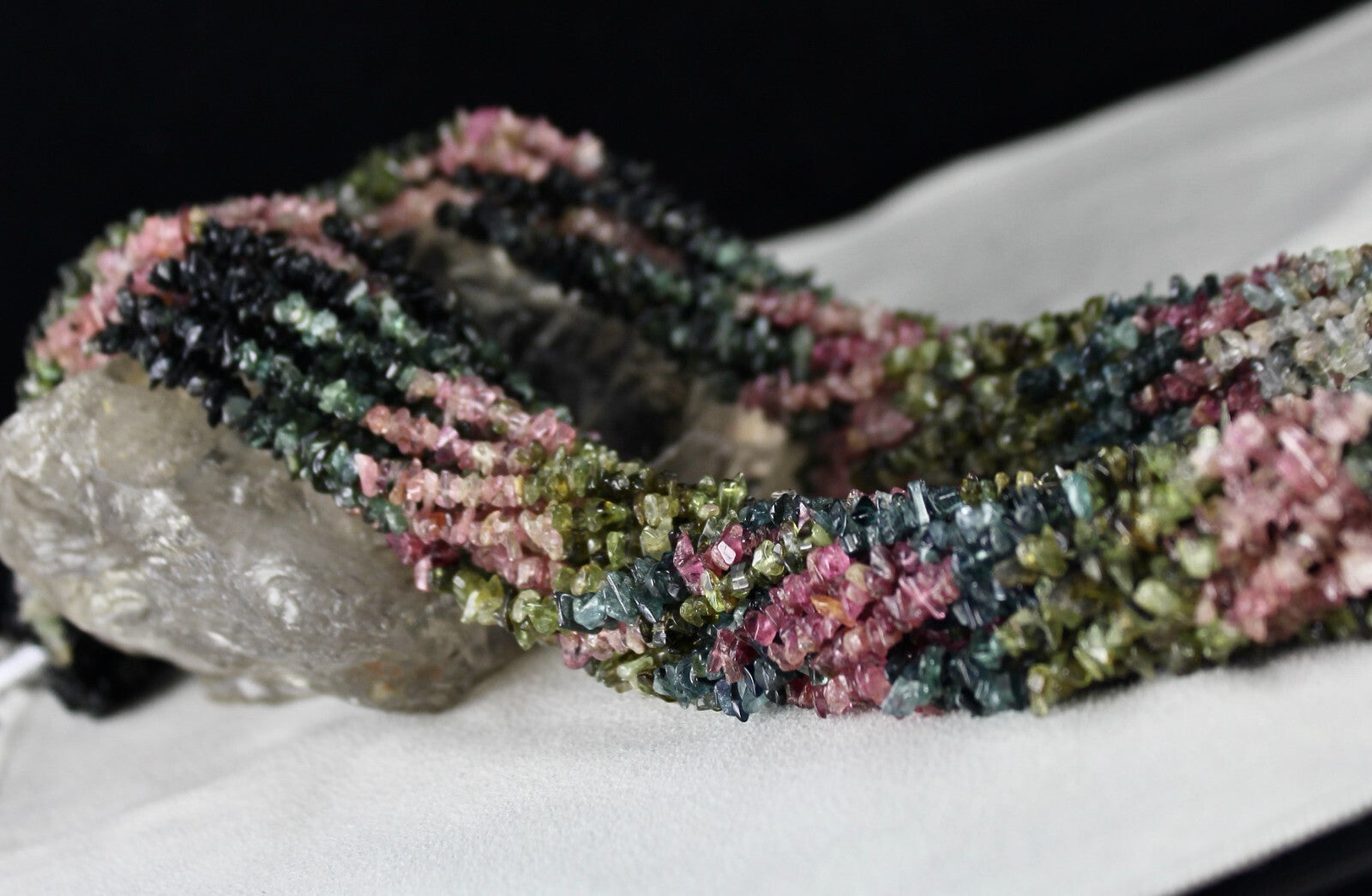 Natural Multi Tourmaline 1438 Ct Beads Sterling Silver Necklace Uncut 20 Line