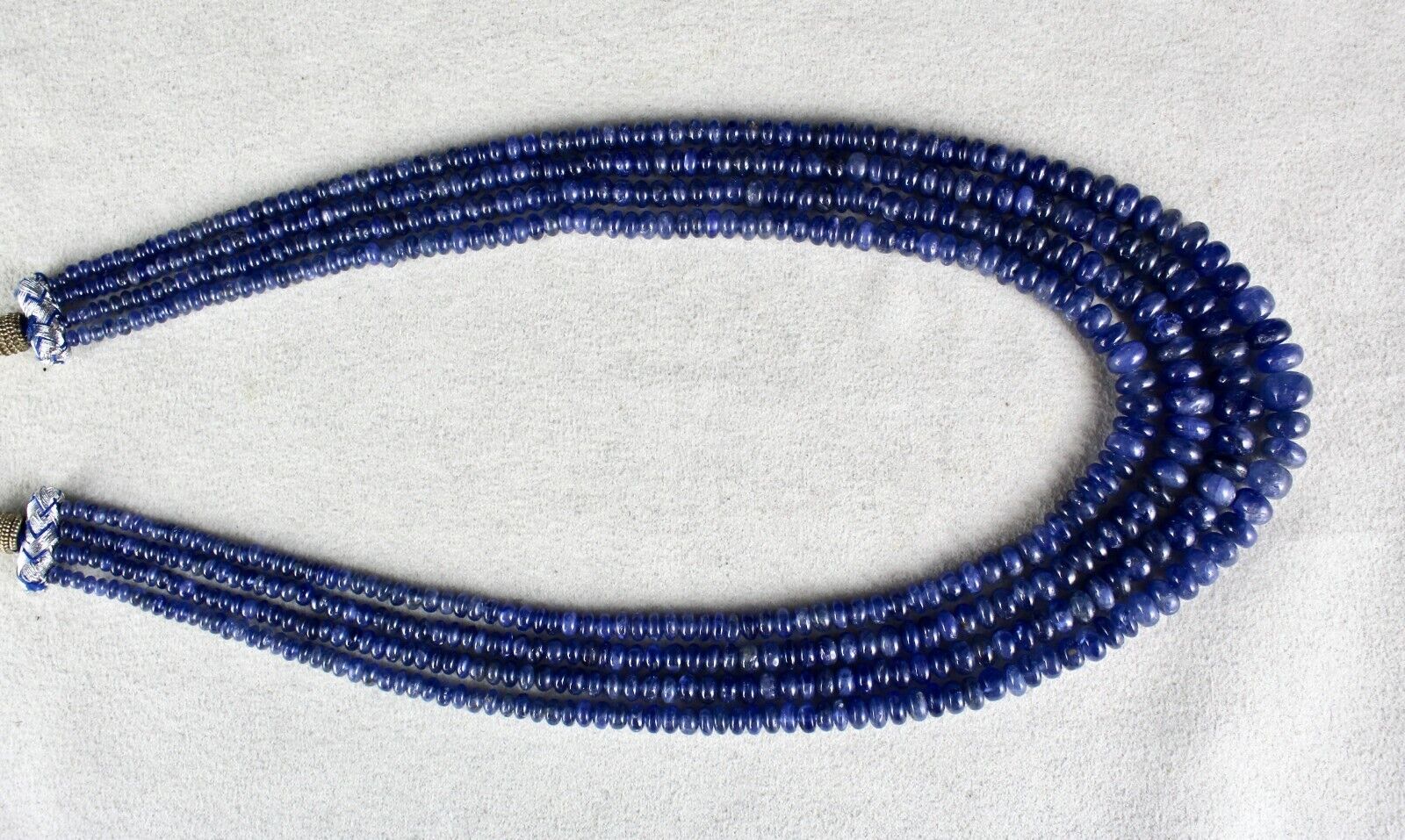 OLD BURMA NATURAL BLUE SAPPHIRE BEADS ROUND 4 LINE 477 CARATS GEMSTONE NECKLACE