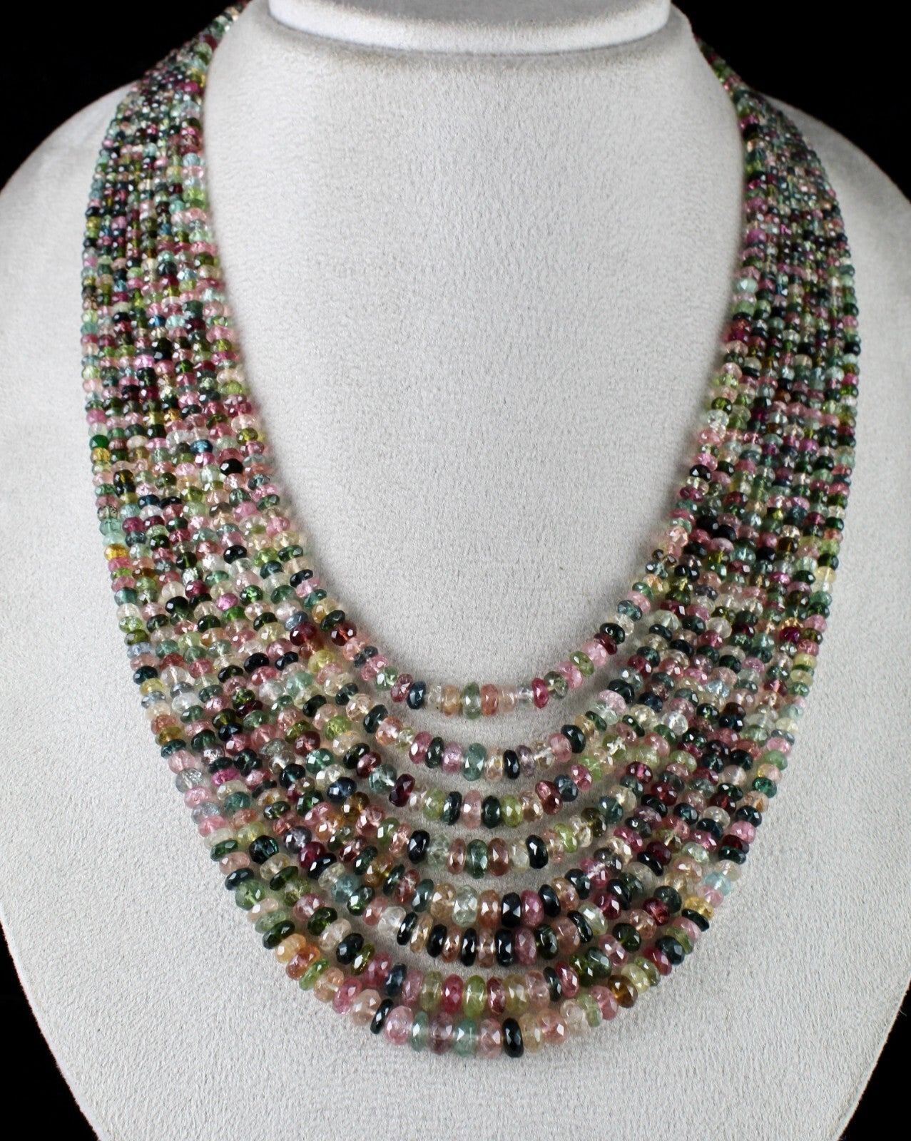Certified Natural Multi Colour Tourmaline 756ct Round Beads Necklace