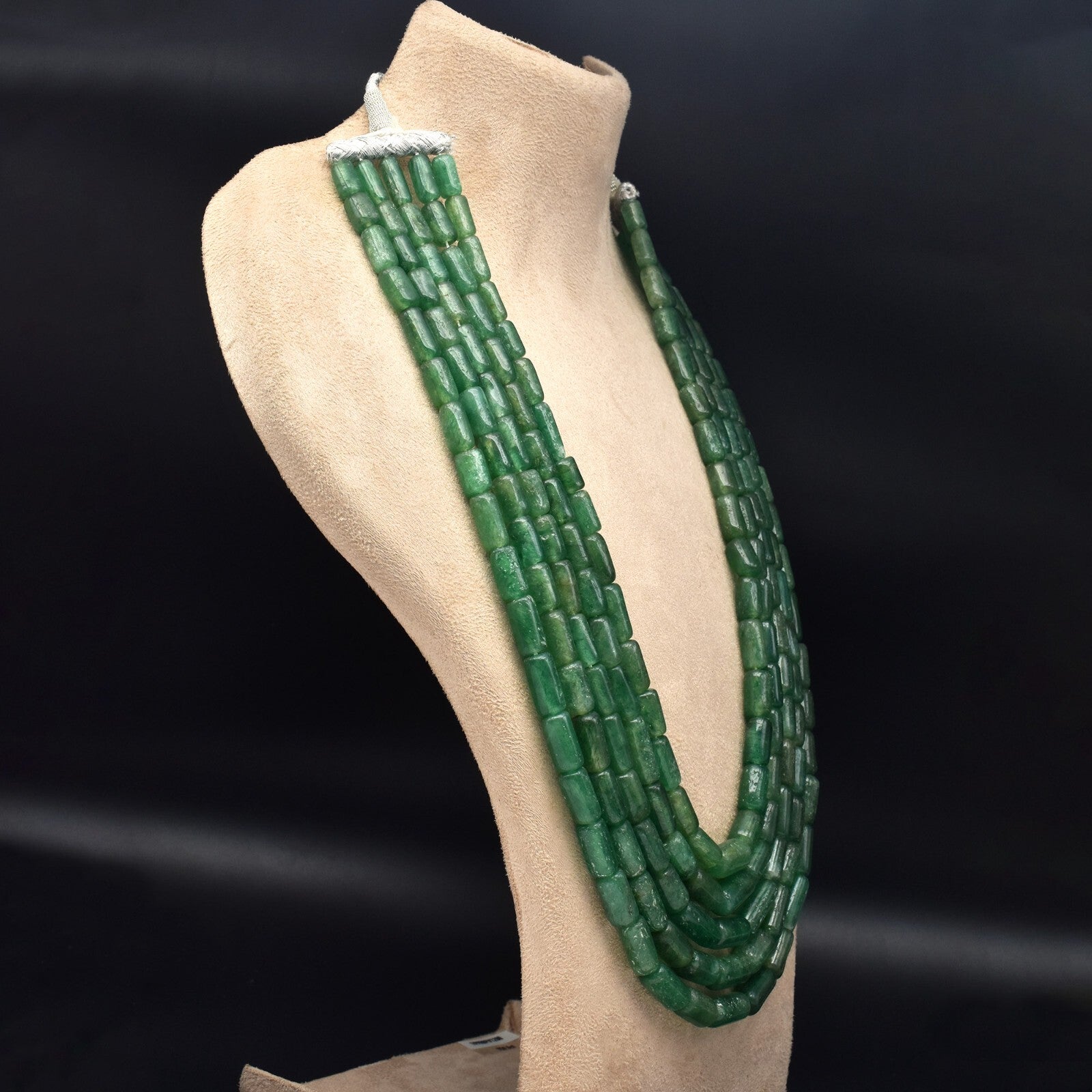 Vintage Green Quartz Tube Beads Necklace 1199 Ct Fine Gemstone For Women