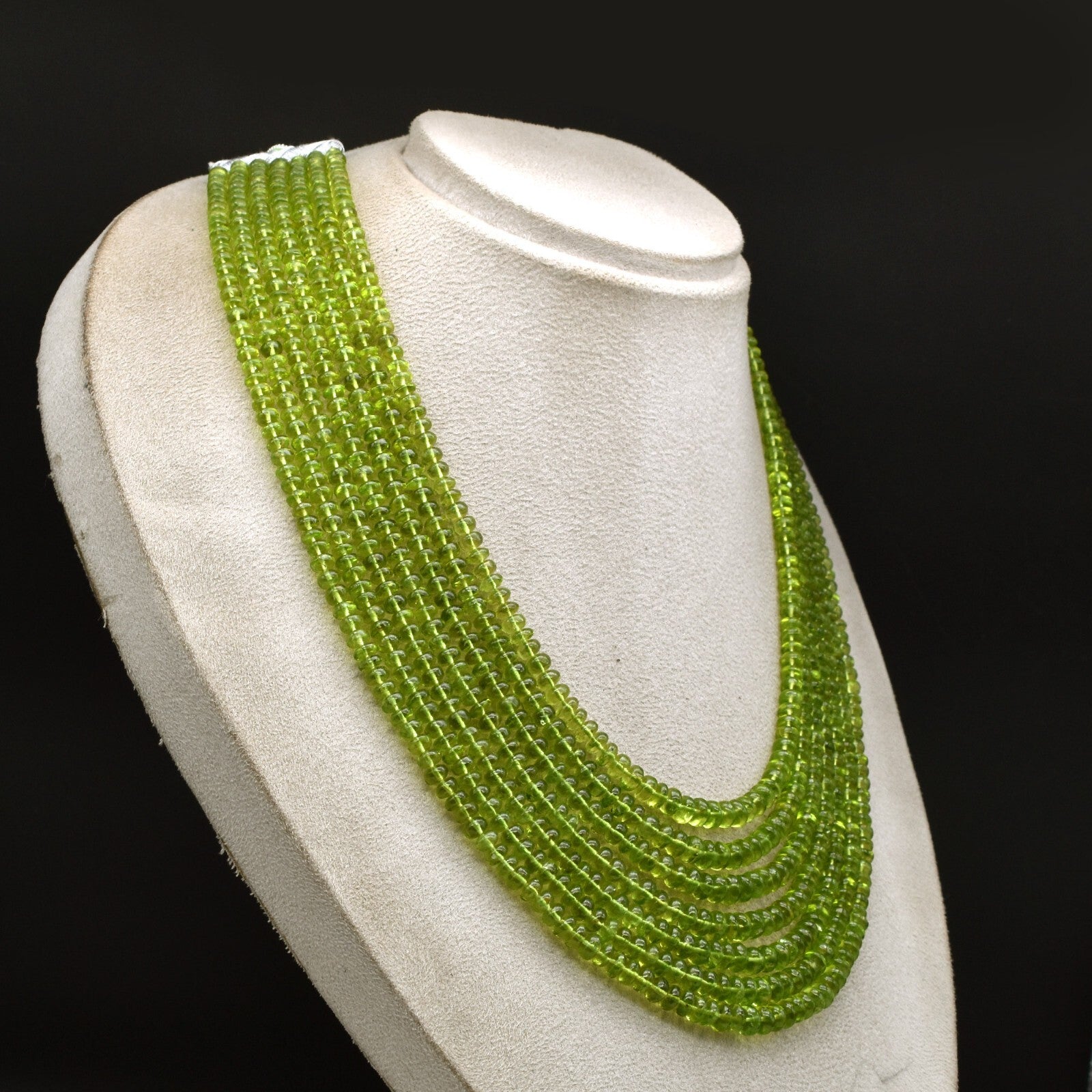 Certified Natural Peridot 965 Ct Round Beads Green Gemstone Necklace