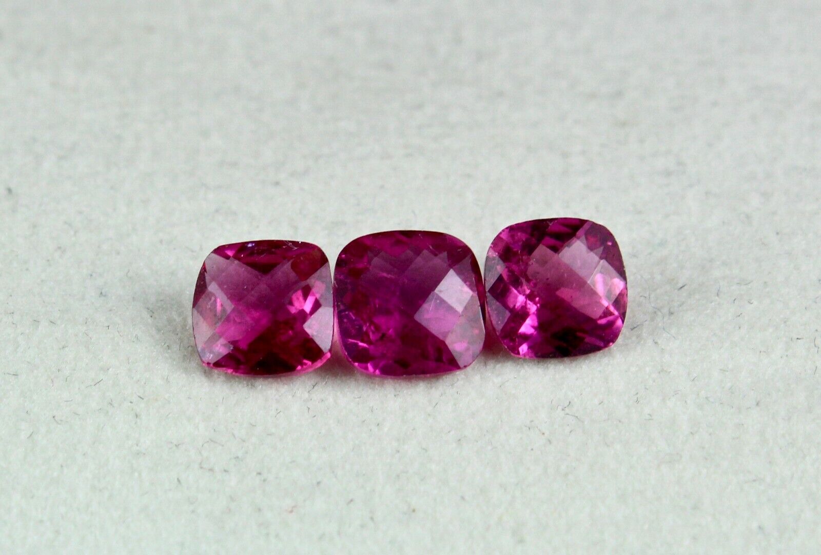 NATURAL RUBELLITE PINK TOURMALINE CUSHION CUT 3 PC 4 CARAT GEMSTONE RING PENDANT