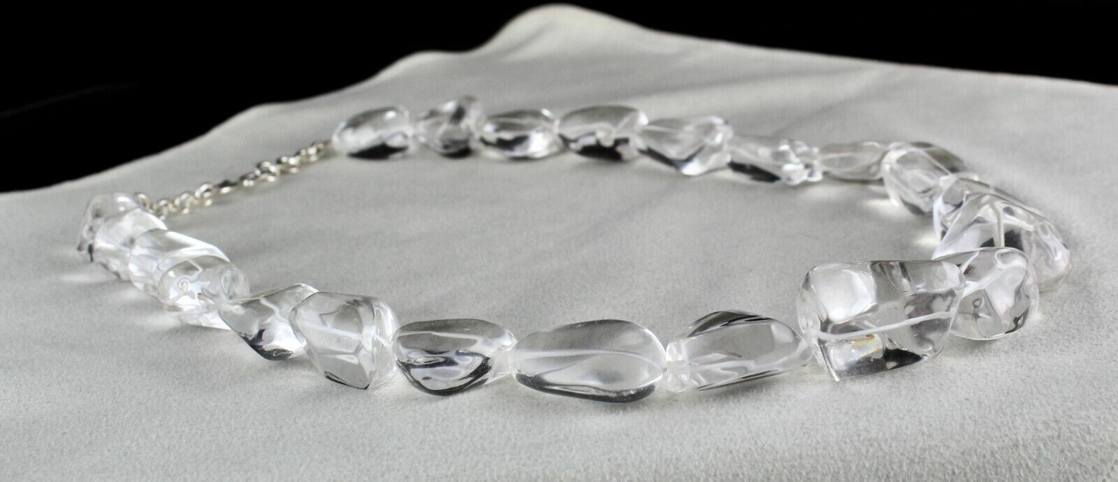 NATURAL ROCK CRYSTAL QUARTZ BEADS CABOCHON 1 LINE 920 CARATS GEMSTONE NECKLACE