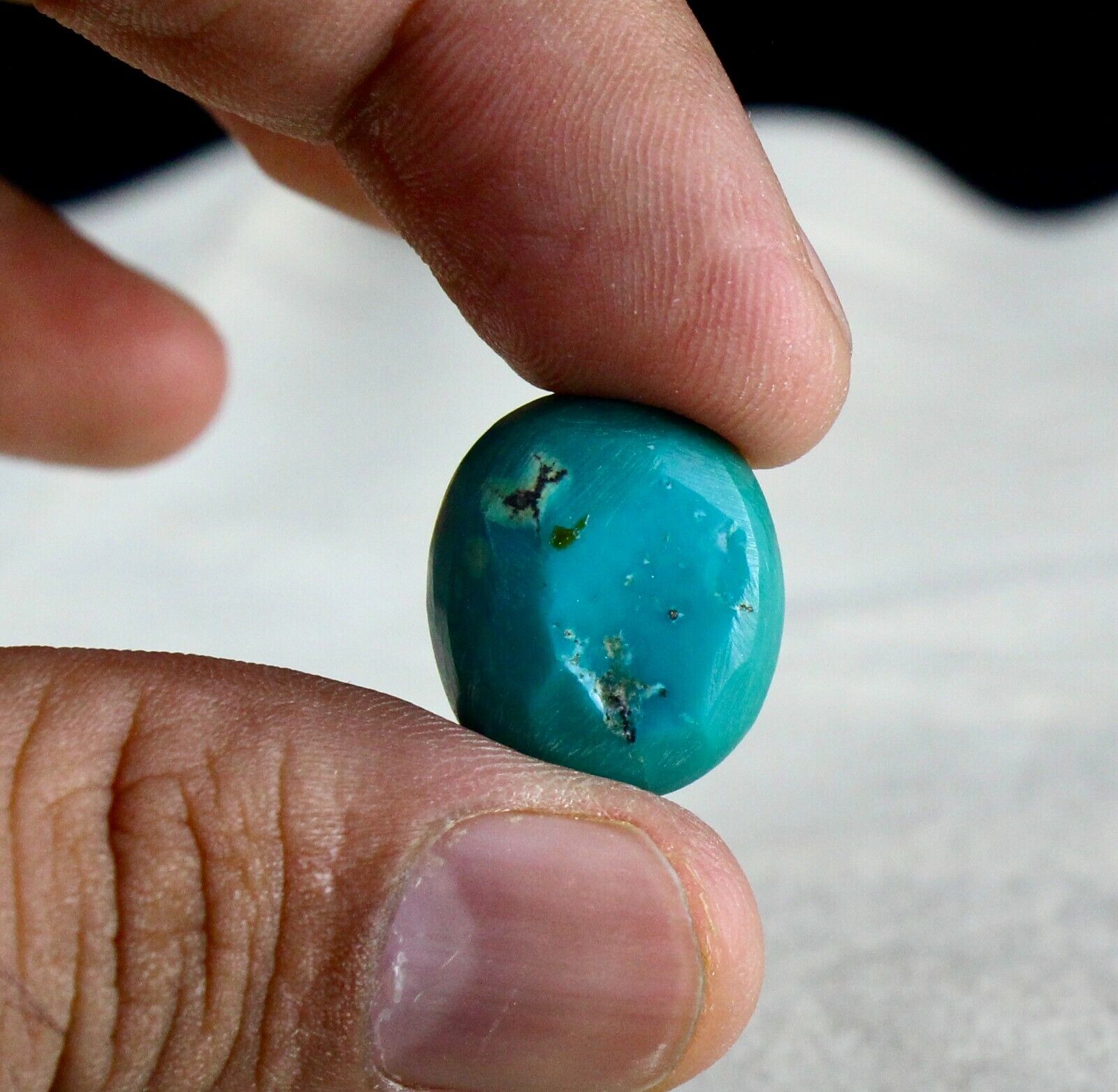 NATURAL TURQUOISE CAB OVAL 19x16 MM 19.70 CARATS GEMSTONE RING PENDANT DESIGNING