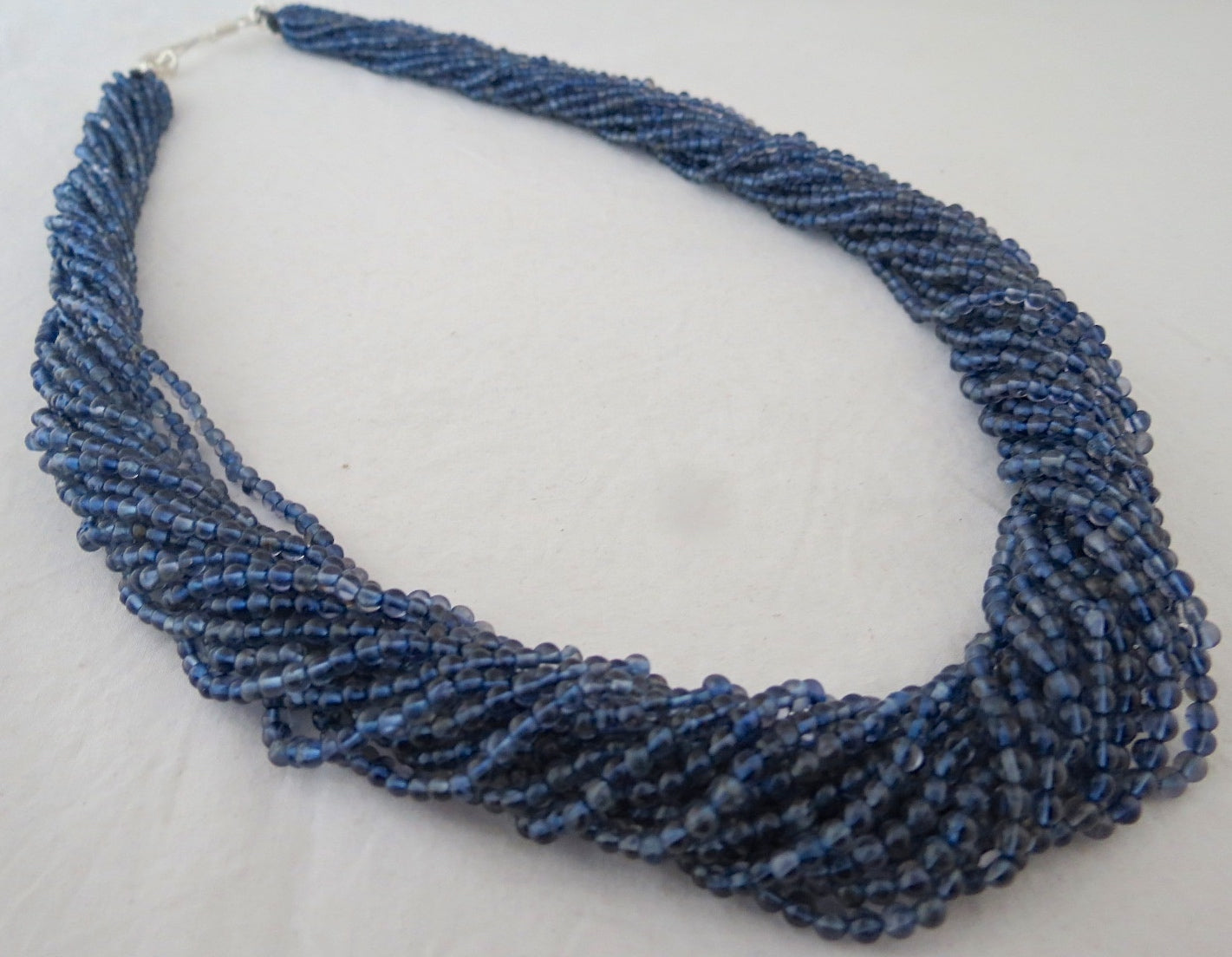 Natural Iolite 417ct Blue Round Beads Sterling Silver Fashion Necklace