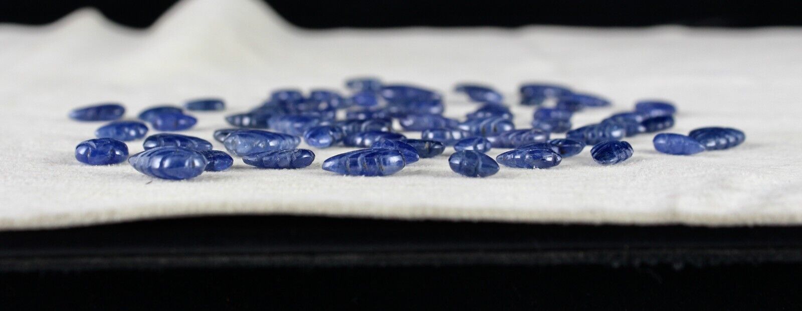 NATURAL UNHEATED BURMA BLUE SAPPHIRE CARVED LEAVES 64 Pc 129 CT LOOSE GEMSTONE