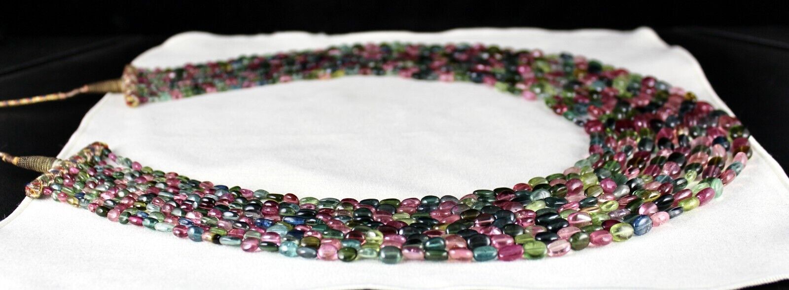 Certified Natural Multi Tourmaline Beads Cabochon 9L 1217 Ct Gemstone Necklace