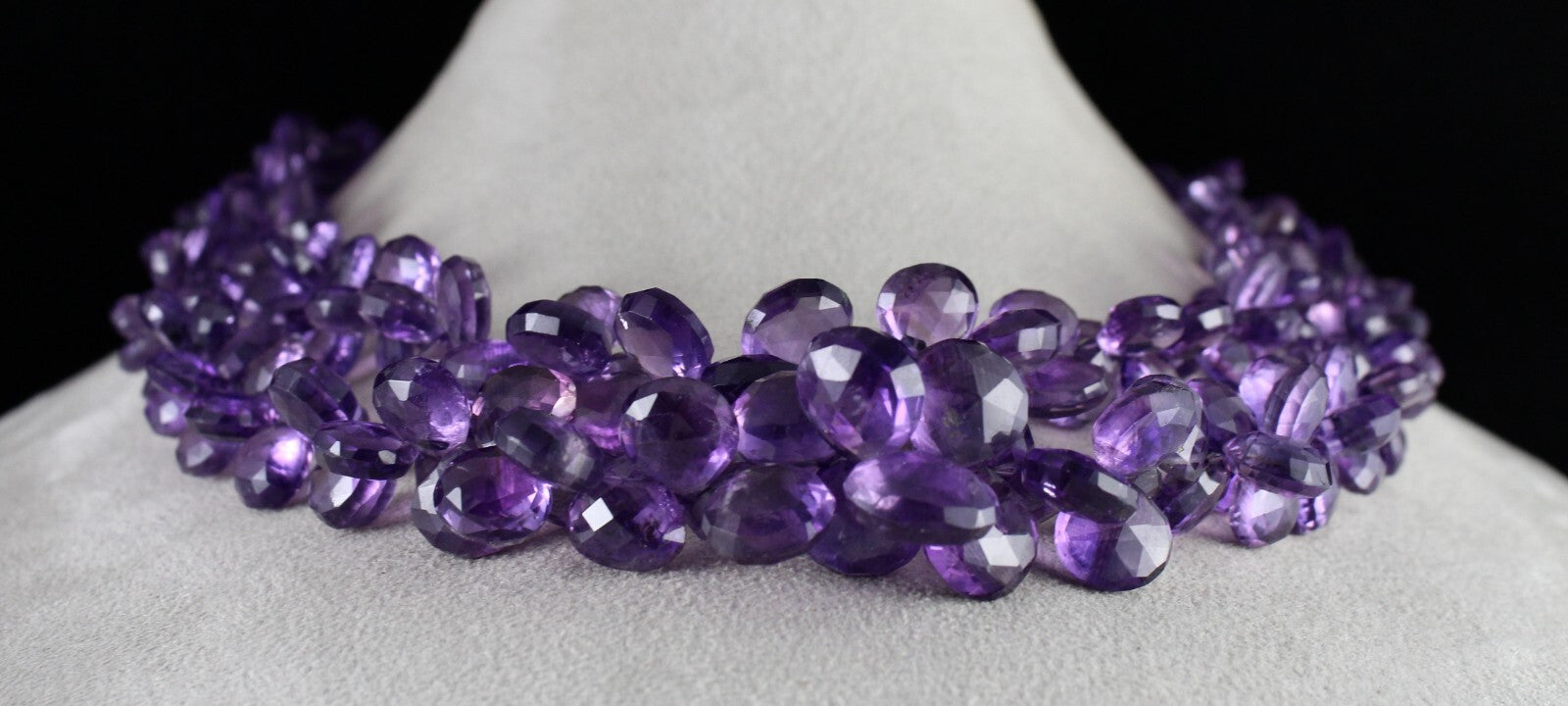 Certified Natural Purple Amethyst 1157 Ct Teardrop Beads 2 L Necklace For Women