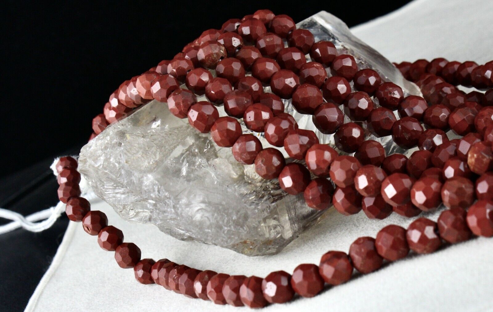 NATURAL RED JASPER BEADS ROUND 5 LINE 1478 CARATS SEMIPRECIOUS GEMSTONE NECKLACE