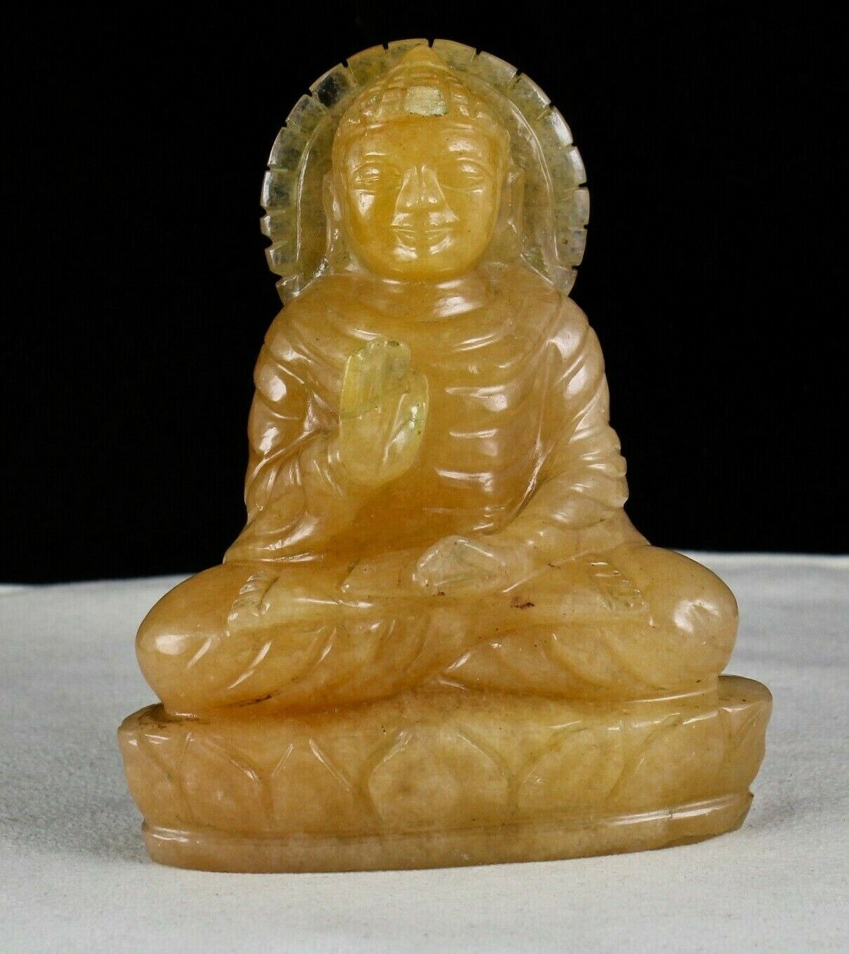 SPIRITUAL NATURAL ORANGE QUARTZ 2330 CARAT GEMSTONE BUDDHA STATUE FOR HOME DECOR