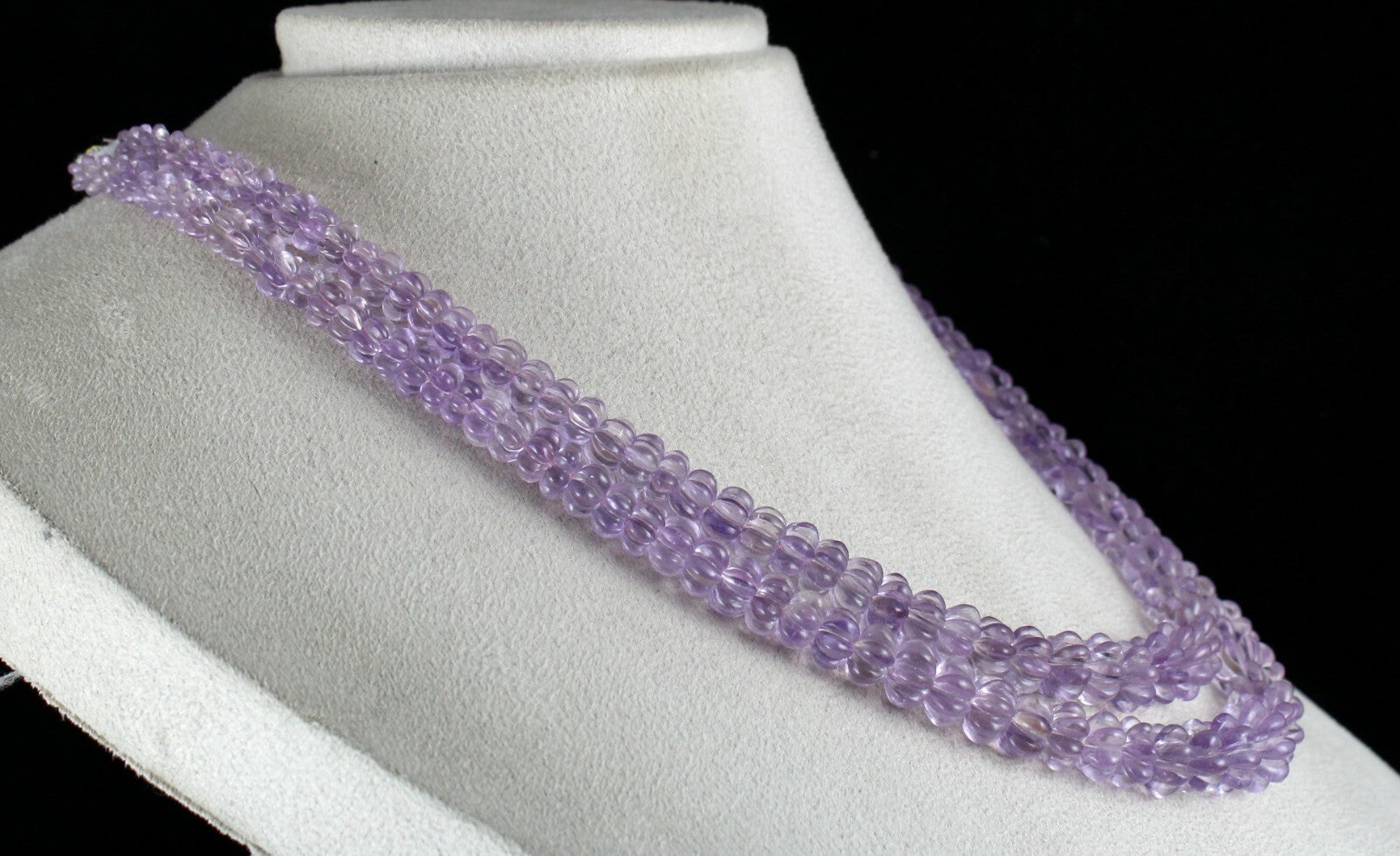 Certified Natural Pink Amethyst 461 Ct Carved Beads Necklace 2 Line For Women