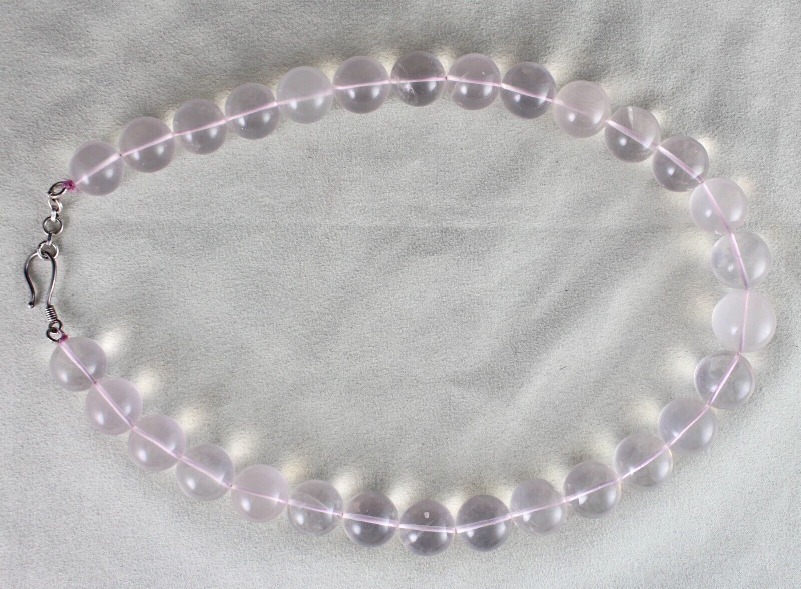 NATURAL ROSE QUARTZ BEADS ROUND 1 LINE 1041 CT GEMSTONE FASHION SILVER NECKLACE