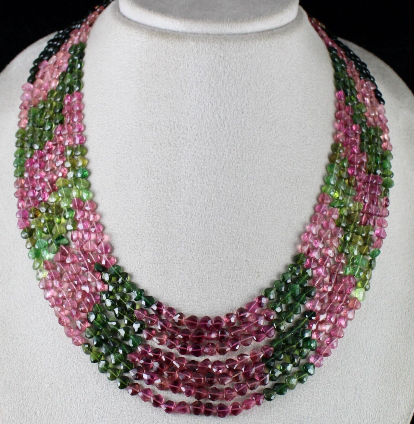 Certified Natural Multi Tourmaline 442 Carats Faceted Heart Necklace For Women