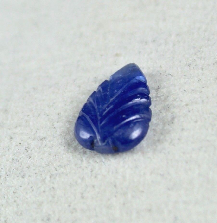 NATURAL NO HEAT BURMA BLUE SAPPHIRE CARVED LEAF 5.72 CTS GEMSTONE RING PENDANT