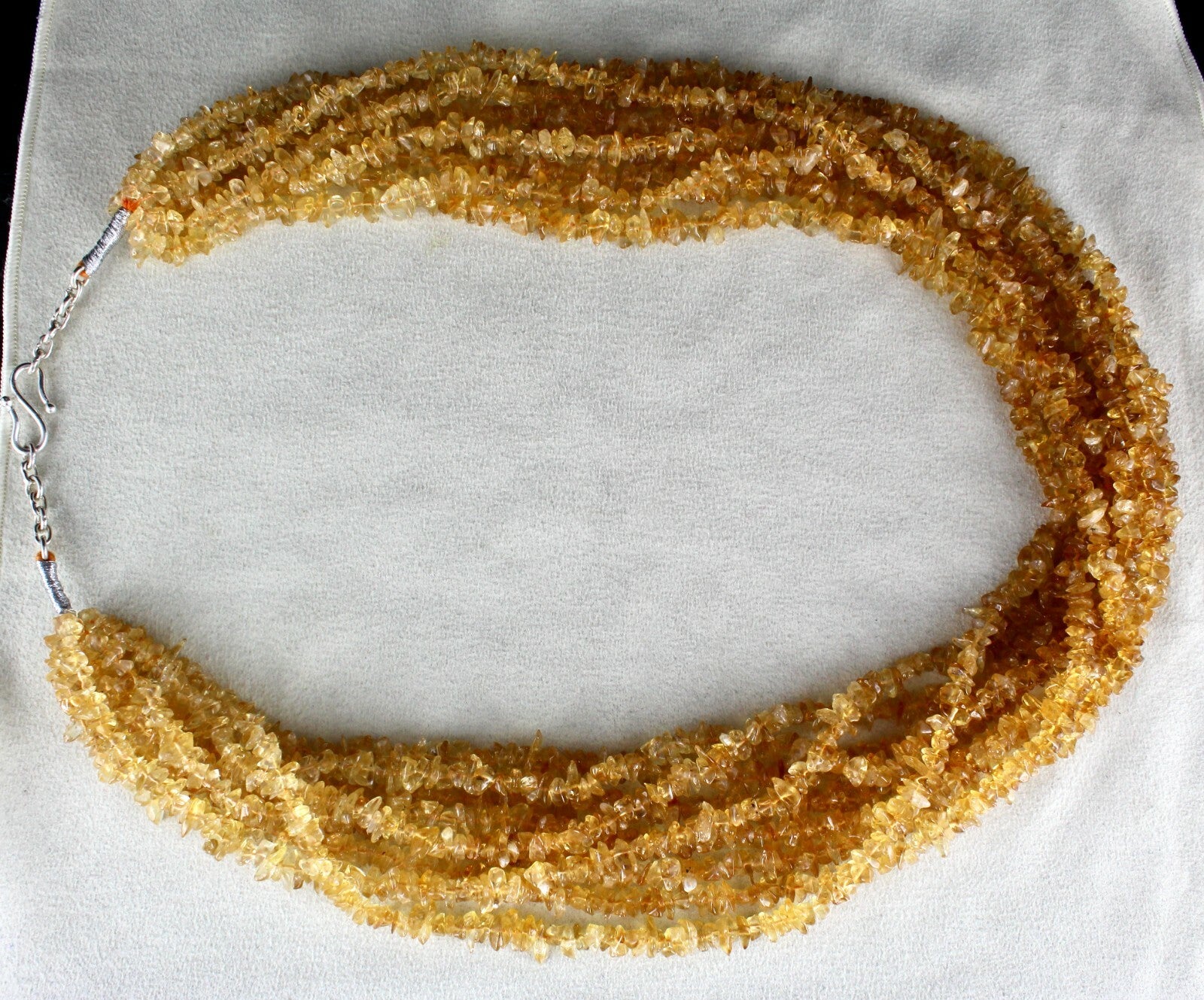 Natural Yellow Citrine 1325 Ct Uncut Beads Sterling Silver Gemstone Necklace