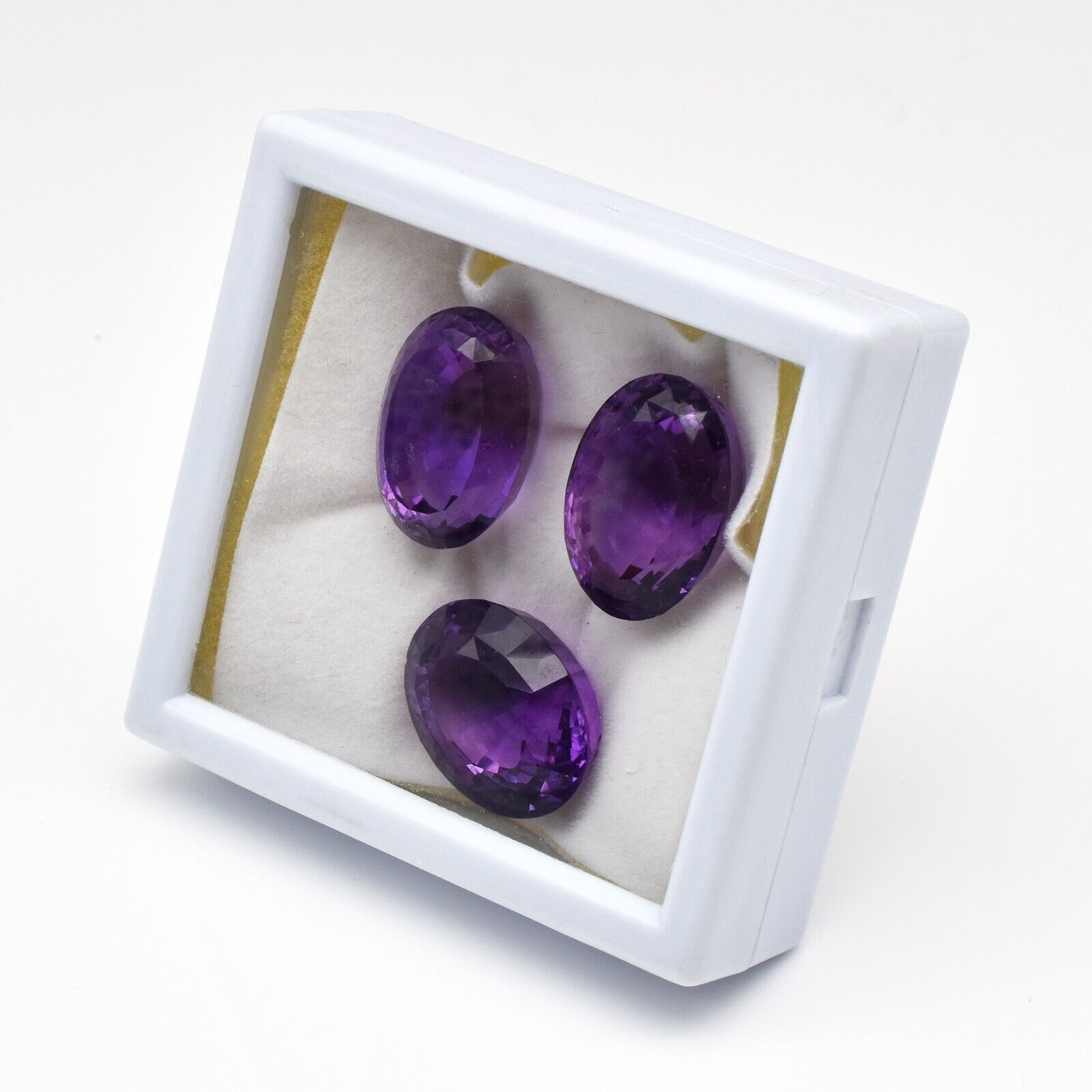 Natural Amethyst Oval Cut 3 Pc 84.50 Ct Loose Gemstone Earring Pendant Designing