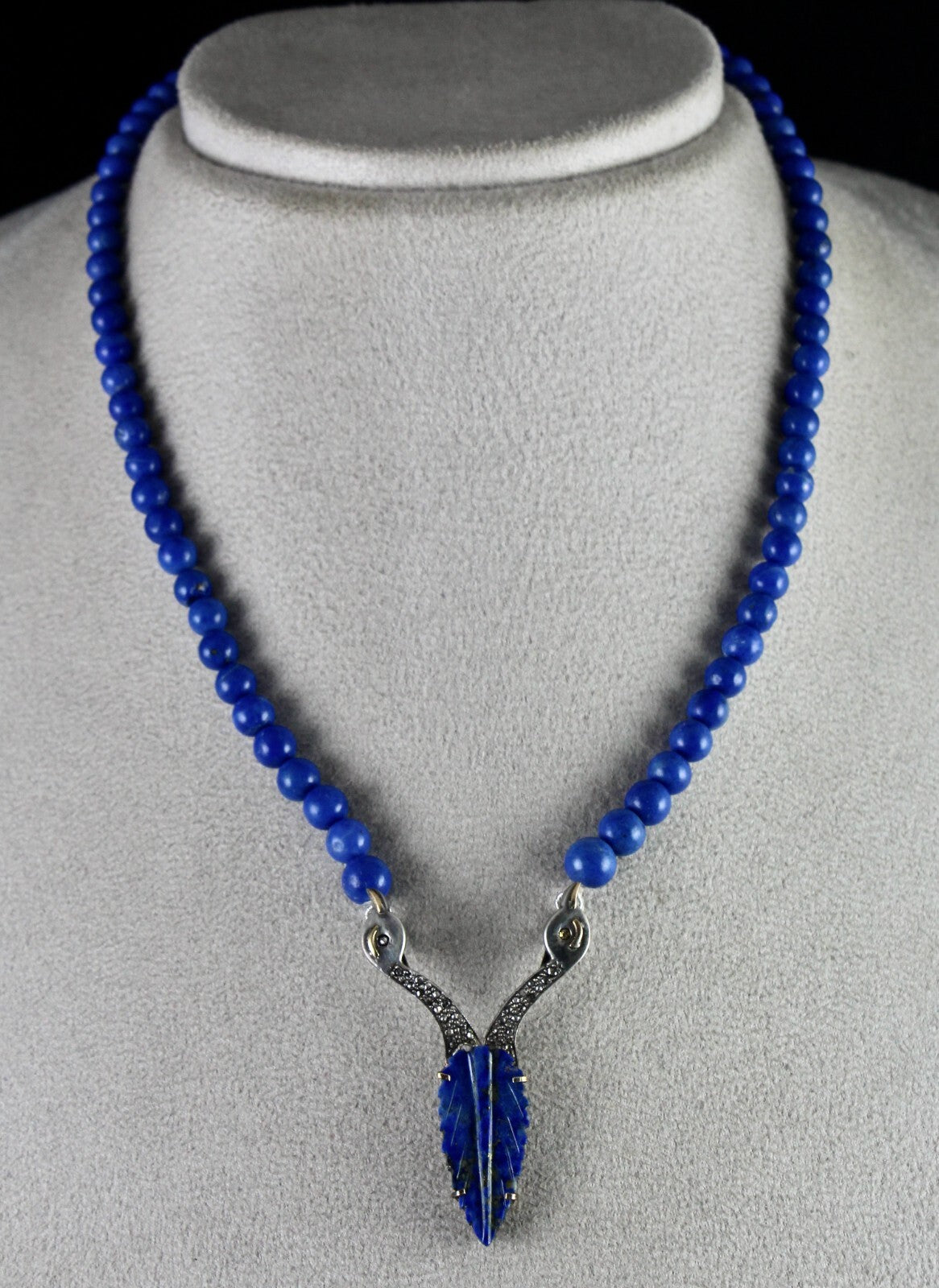 Natural Lapis Lazuli 10ct Leaf Natural Diamond Silver Gold Victorian Set