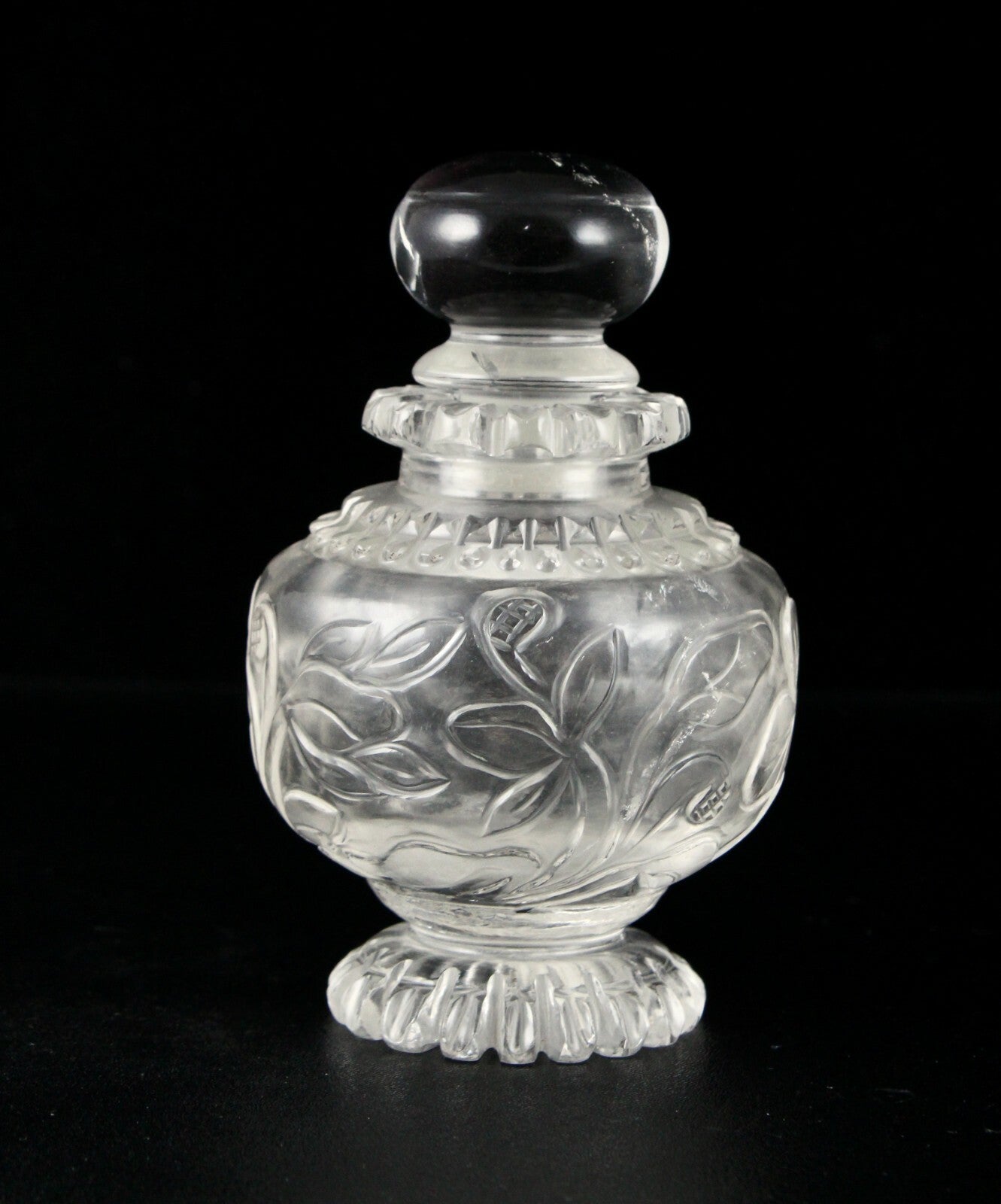 Handcrafted Carved Natural Rock Crystal Quartz 1265 Ct Perfume Bottle Decor