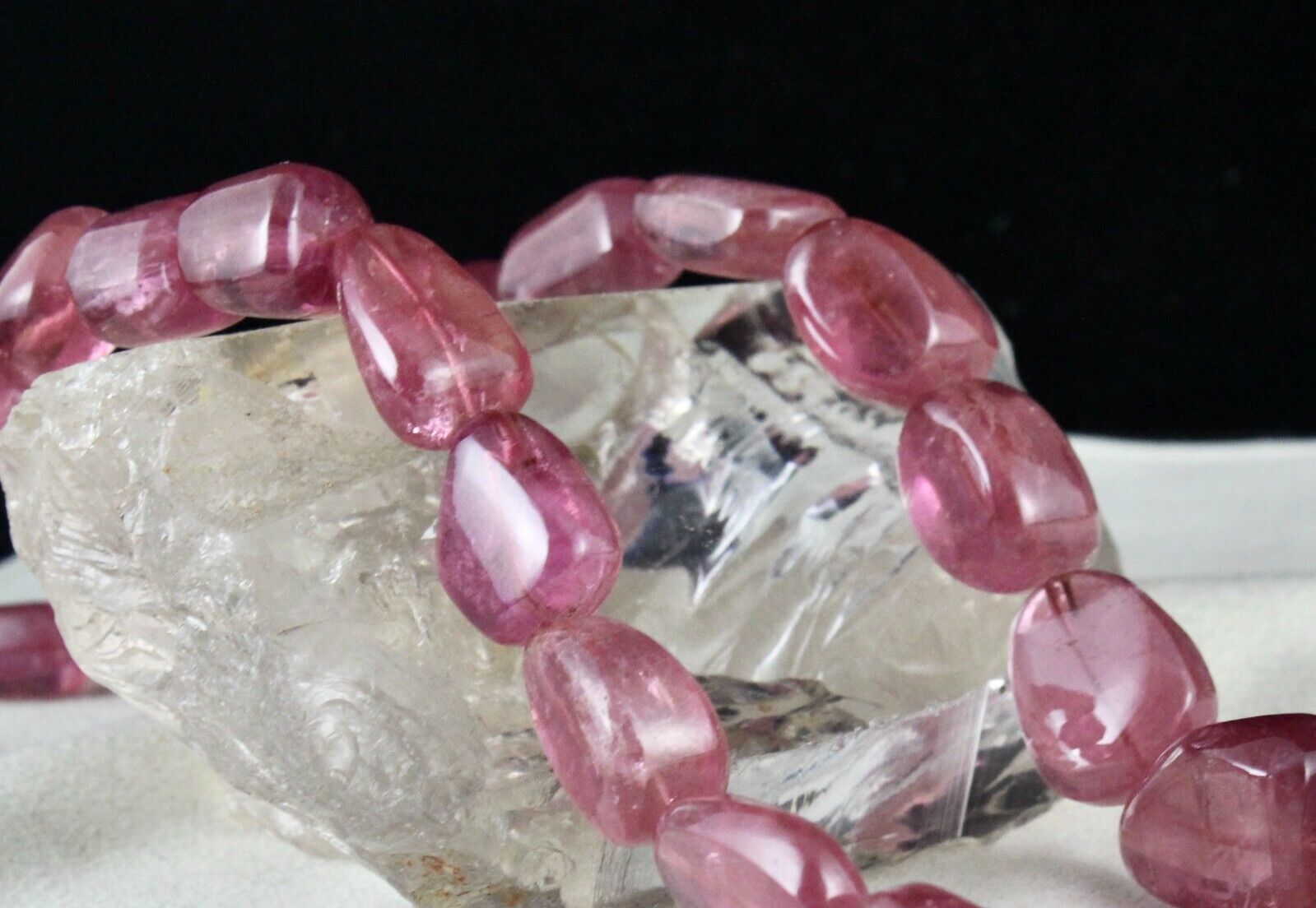 Natural RUBELLITE Pink TOURMALINE Beads NECKLACE 989 Cts Gemstone Smooth Nuggets