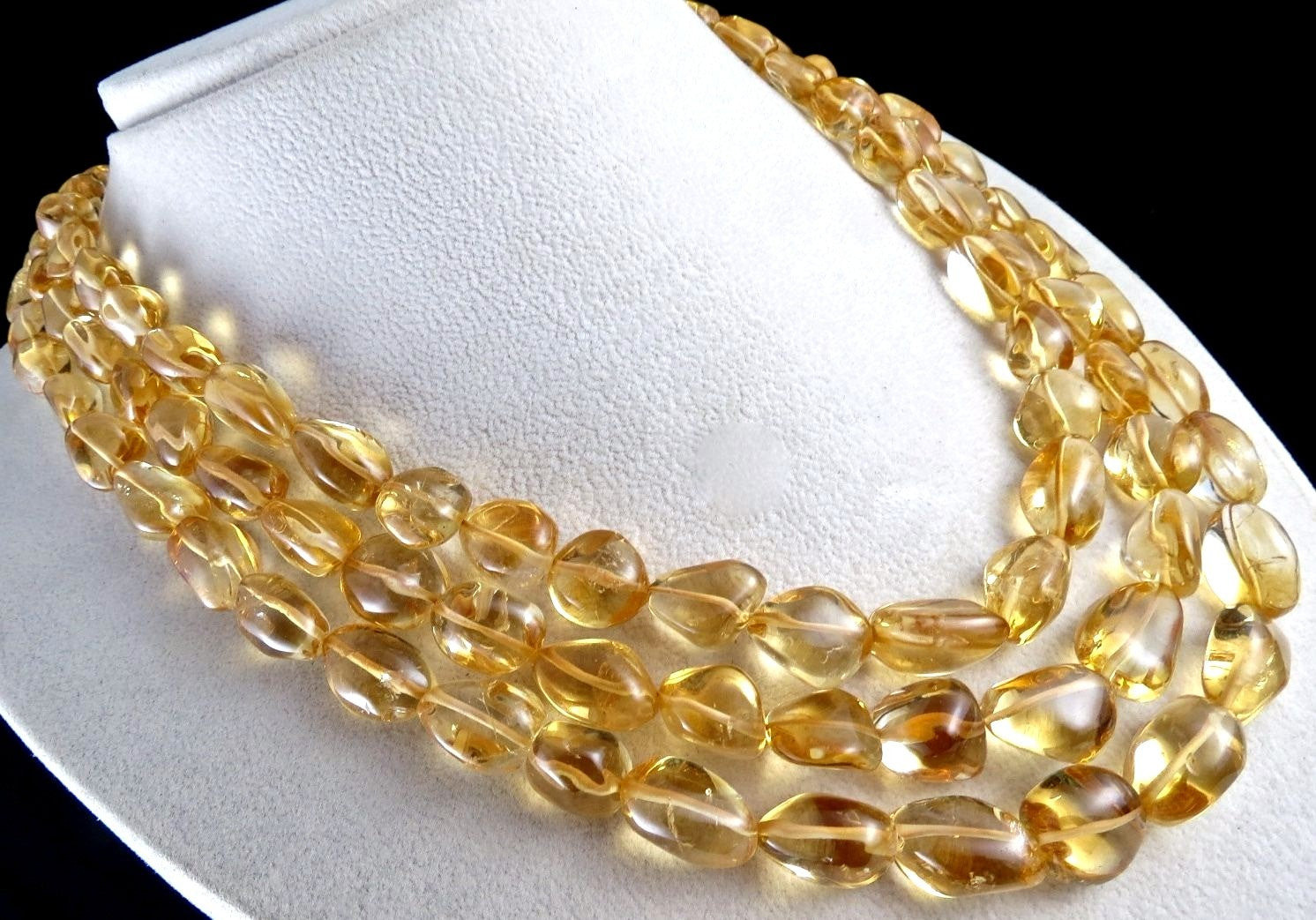 Certified Natural Citrine Cabochon Beads Necklace 935 Ct Yellow Gemstone Fashion