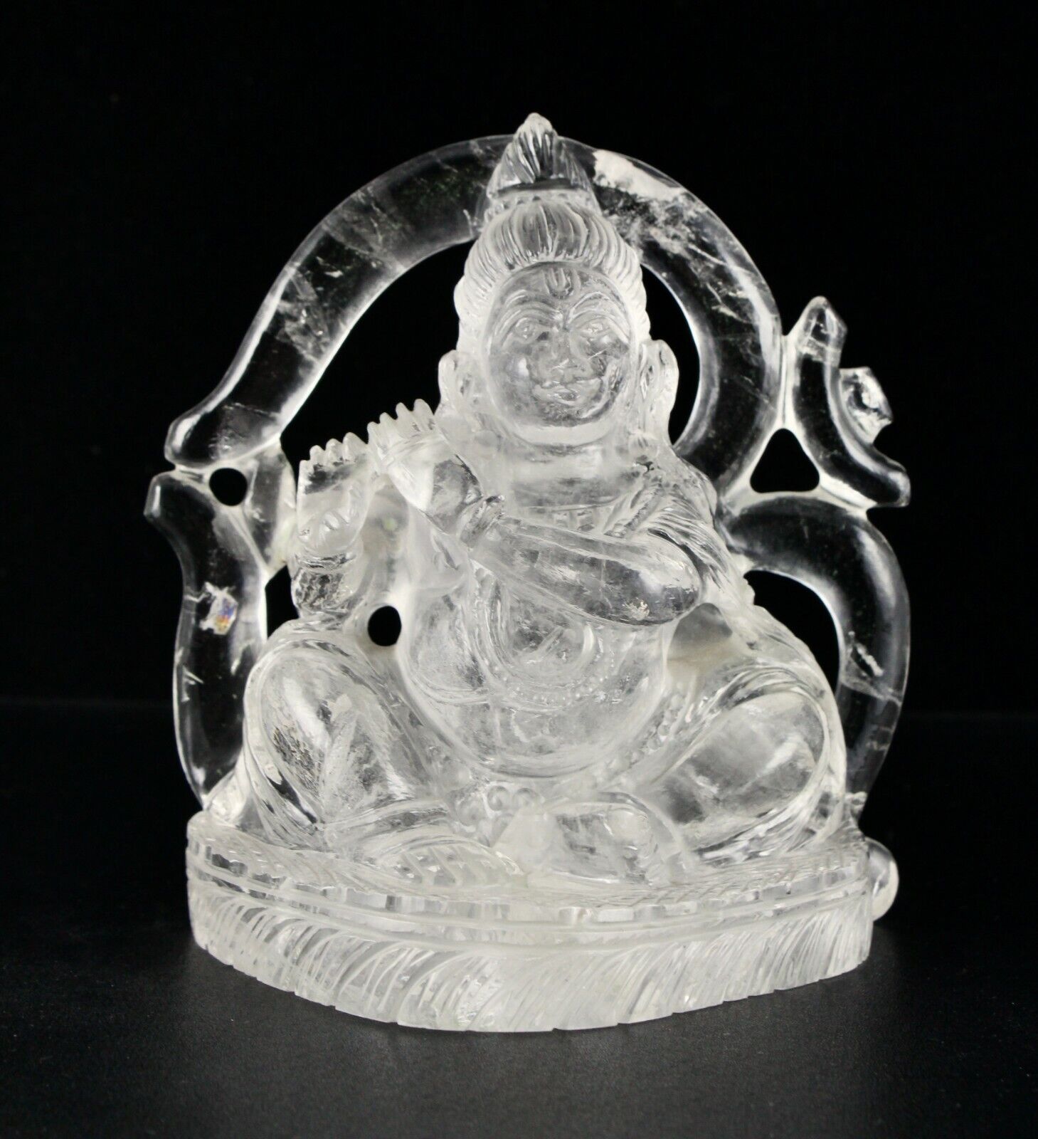 SPIRITUAL NATURAL ROCK CRYSTAL QUARTZ LORD KRISHNA 3965 CTS GEMSTONE STATUE