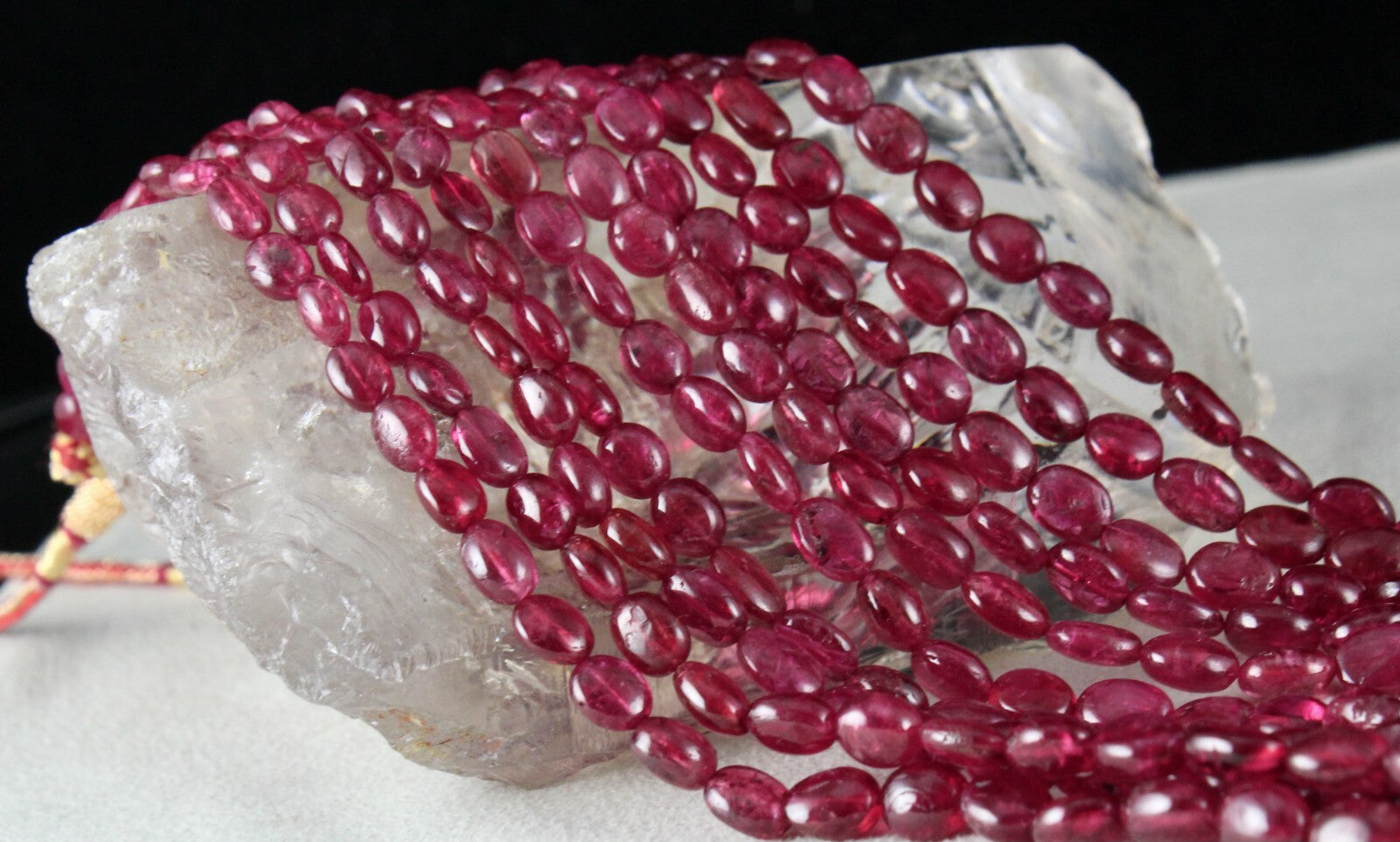 Certified Natural Spinel Cabochon 617 Ct Red Gemstone Beaded Necklace 5 L