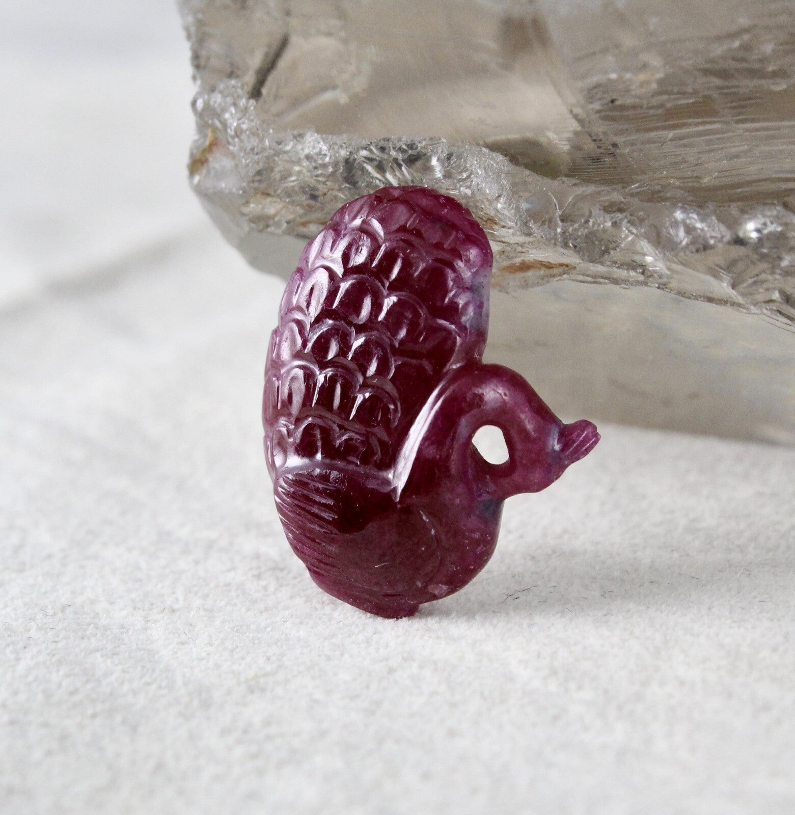 Certified Natural Ruby 20.71 Ct Engraved Peacock Gemstone Pendant Ring