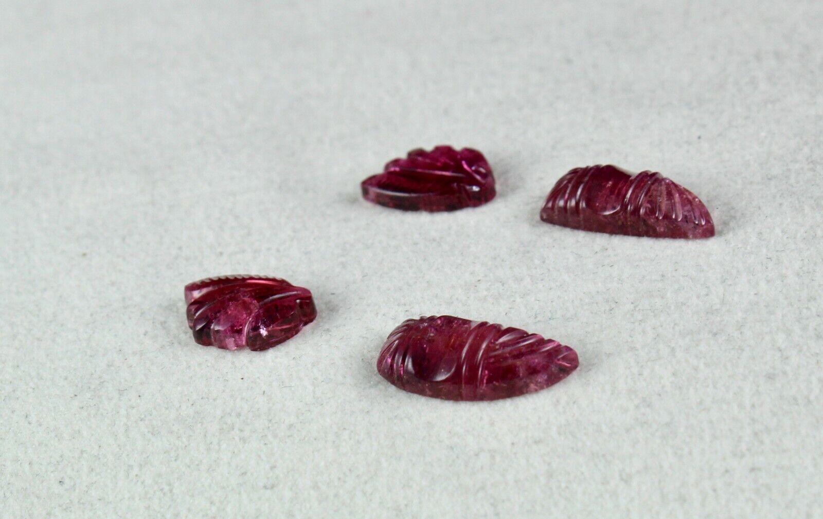 FINE NATURAL MULTI PINK TOURMALINE CARVED 4 PCS 15 CARATS GEMSTONE FOR EARRING