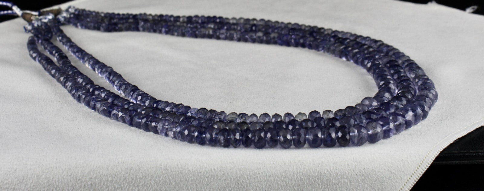 Certified Natural Blue Iolite Faceted Round Beads 3 L 606 Ct Gemstone Necklace